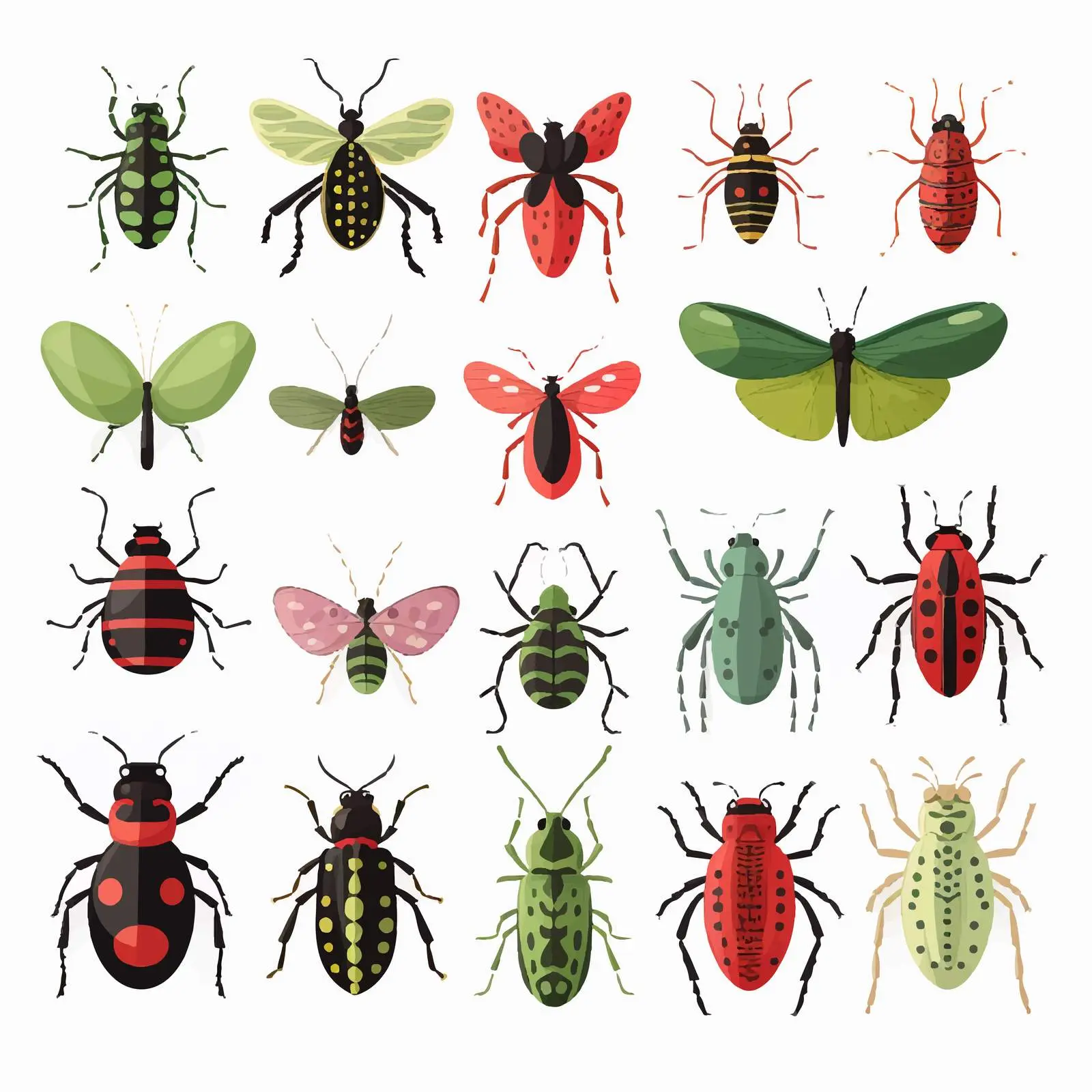 Diverse Cartoon Vectors of Small Insects — free download from Dotvec