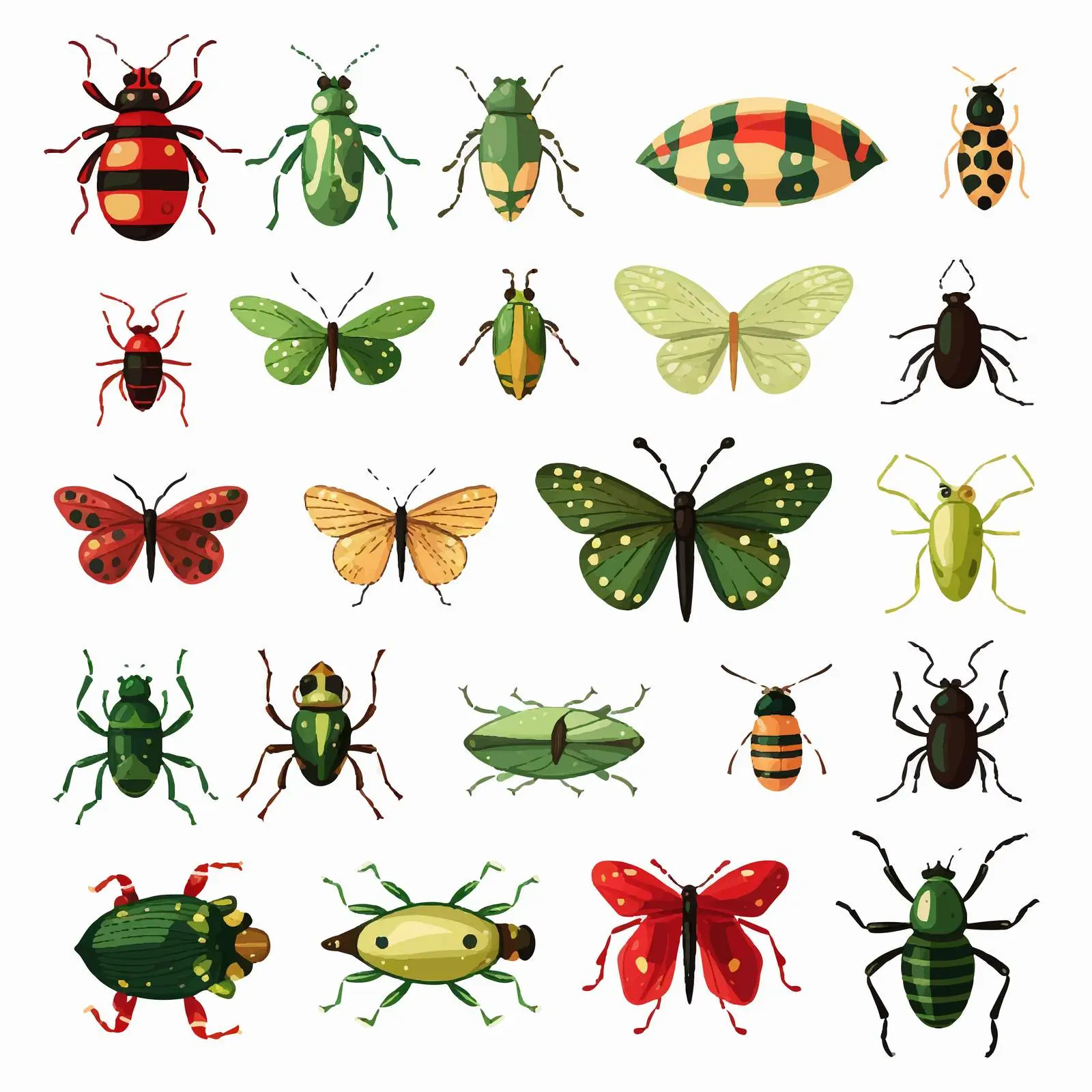 Variety of Cartoon Small Insects Vector Design – free small insects image from Dotvec