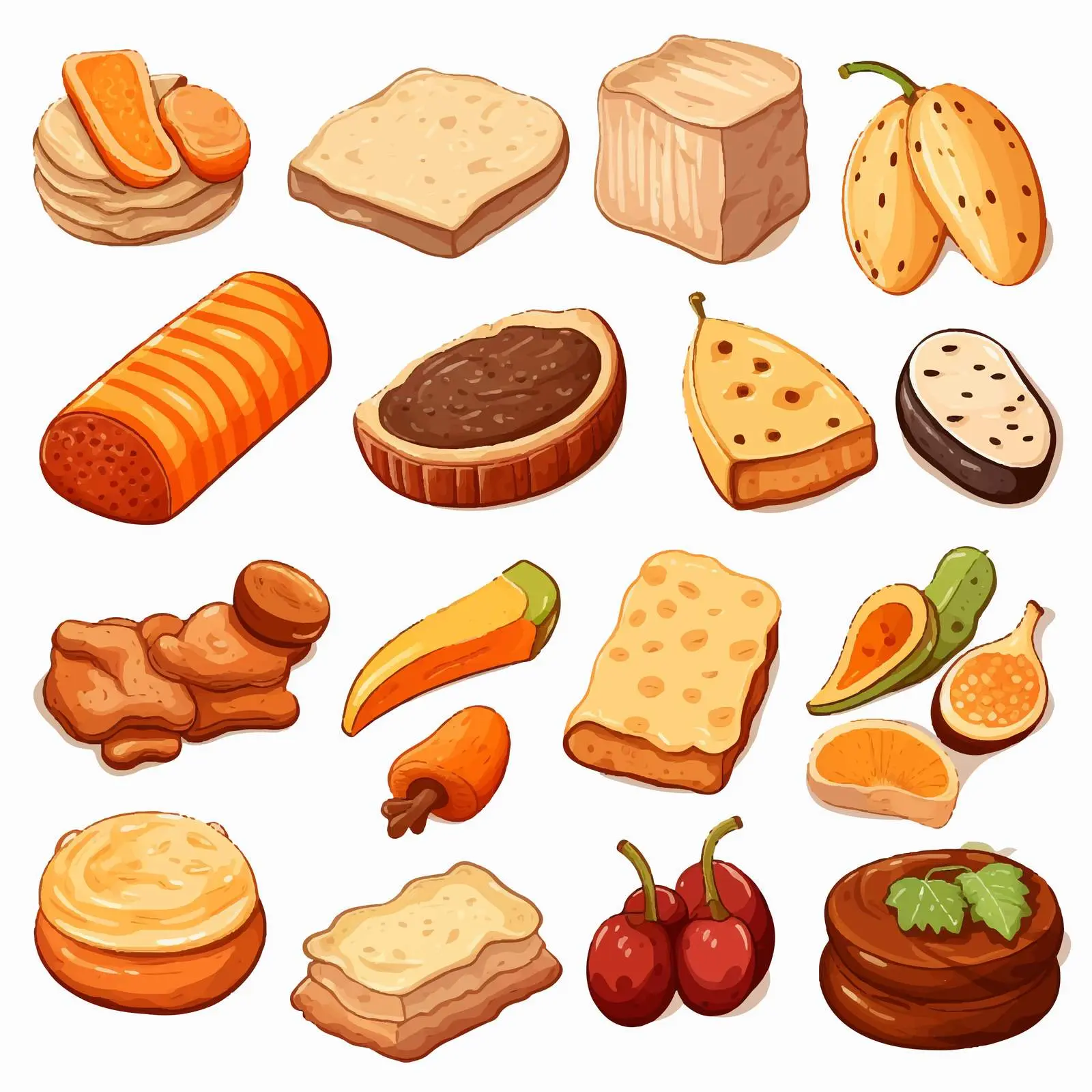 Variety of Cartoon Snacks Vector Illustration — free download from Dotvec