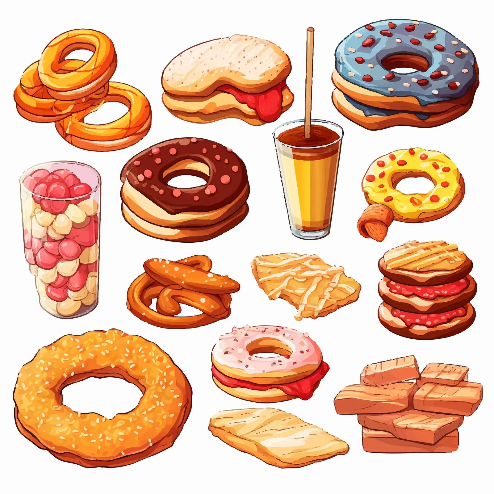 Variety of Cartoon Snack Illustrations — free download from Dotvec