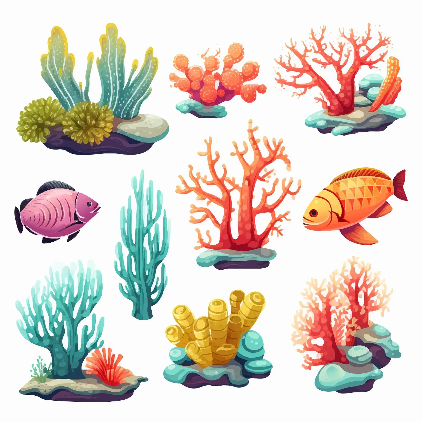 Diverse Coral Reef Types Vector Illustration — free download from Dotvec