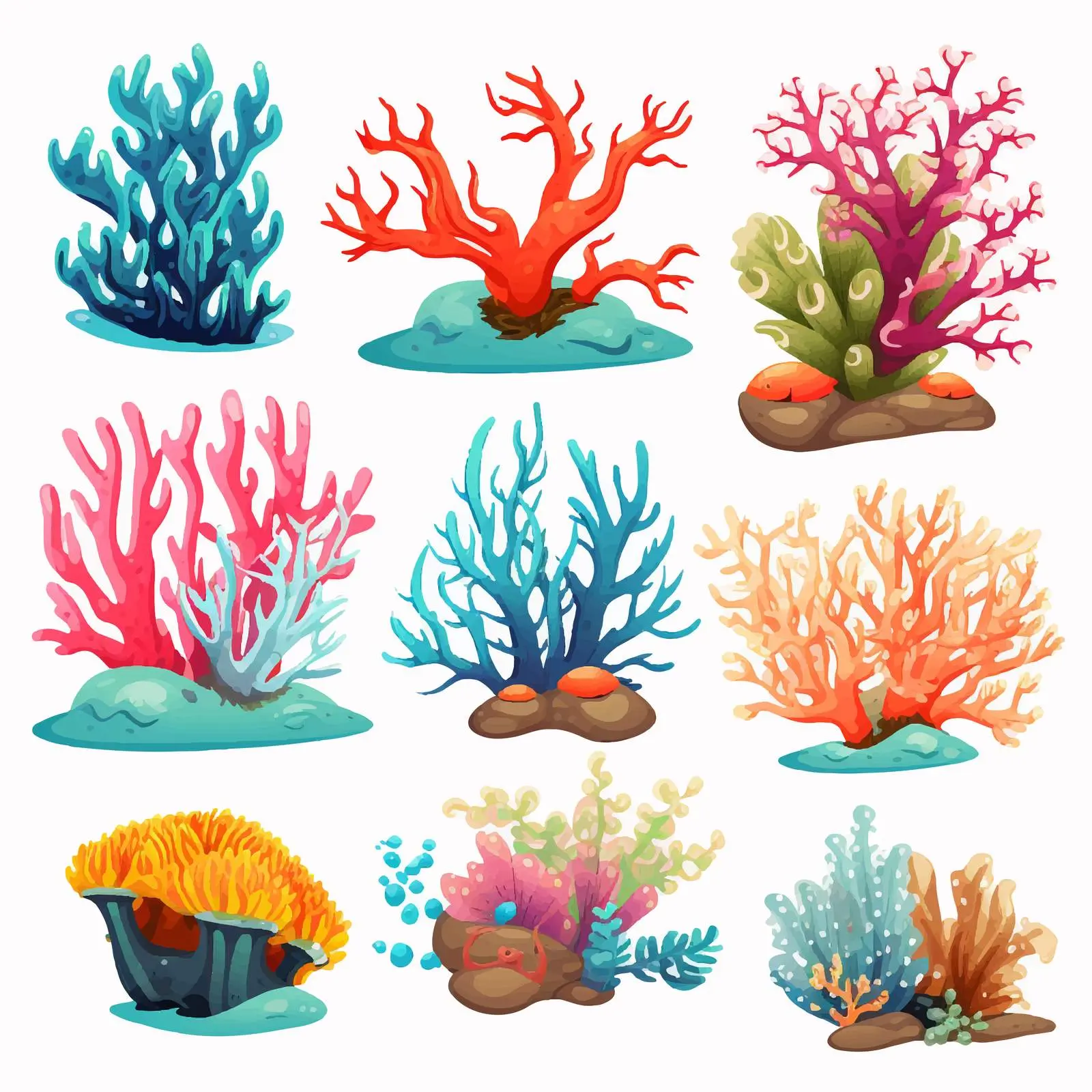 Types of Coral Reef Illustration Vector – free marine biodiversity image from Dotvec