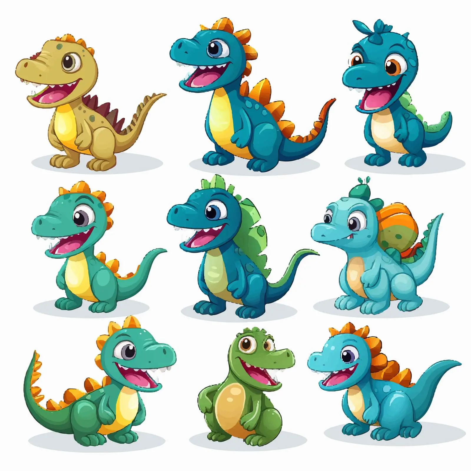 Colorful Dinosaur Sticker Illustrations for Kids — free download from Dotvec