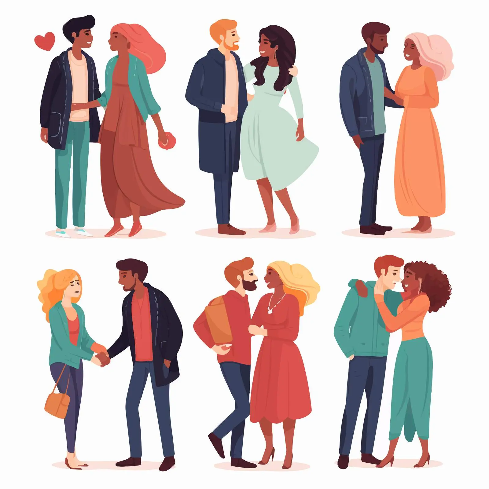 Diverse Romantic Couples Vector Set — free download from Dotvec