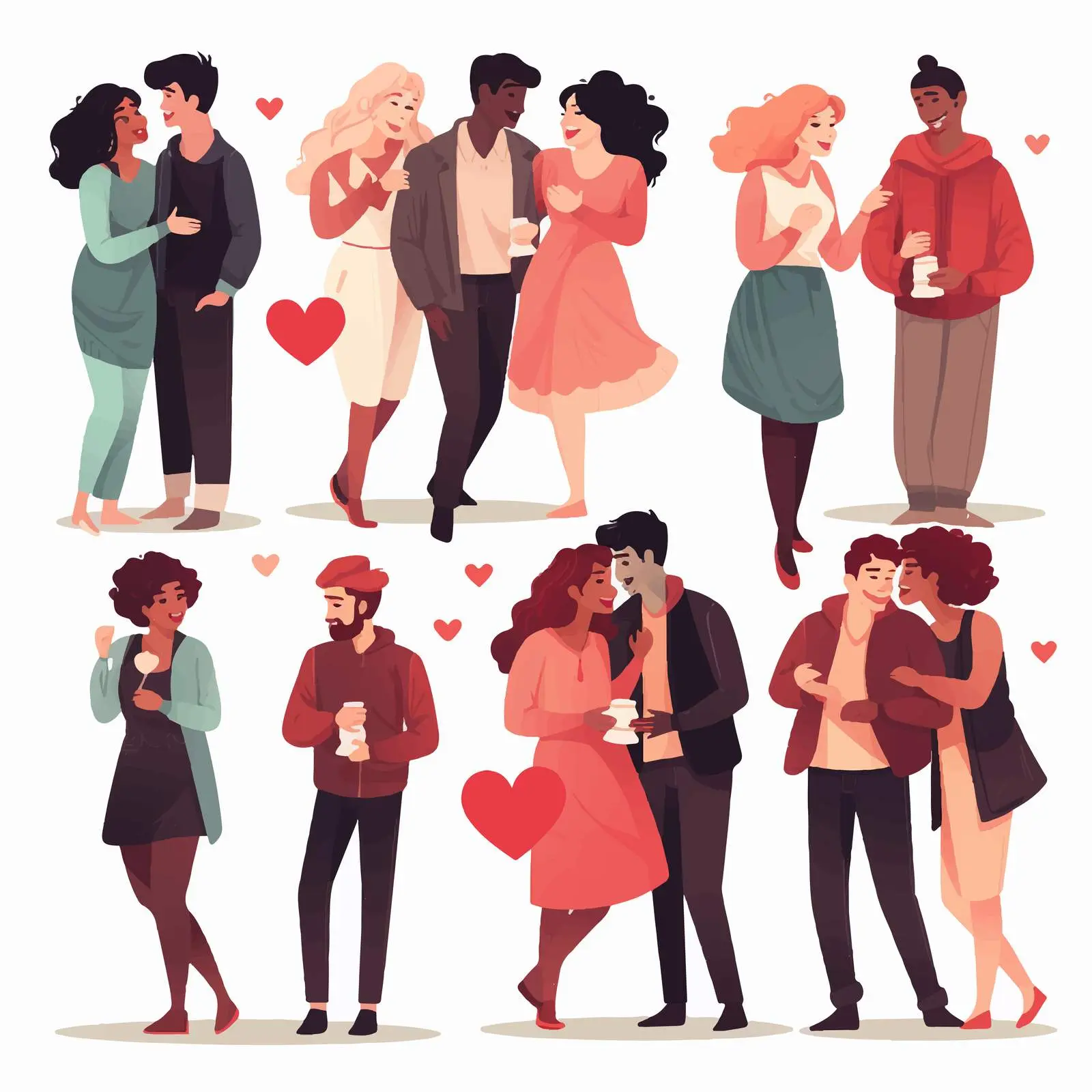 Romantic Love Couples Vector Set – free love graphics image from Dotvec