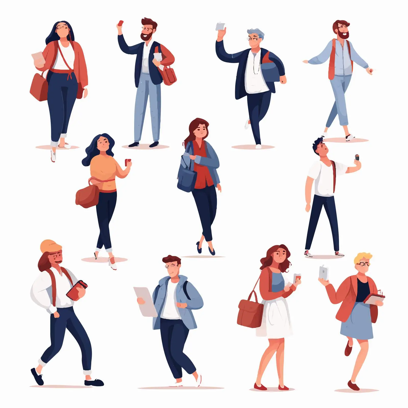 Happy Casual Men and Women Vector Set – free modern people image from Dotvec