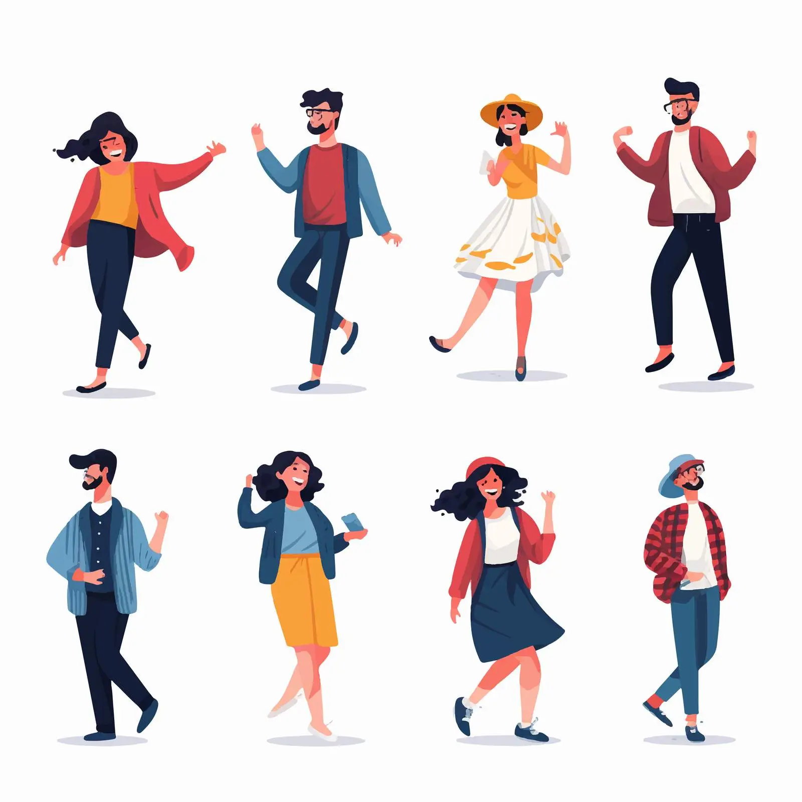 Happy Modern People Set in Casual Attire — free download from Dotvec