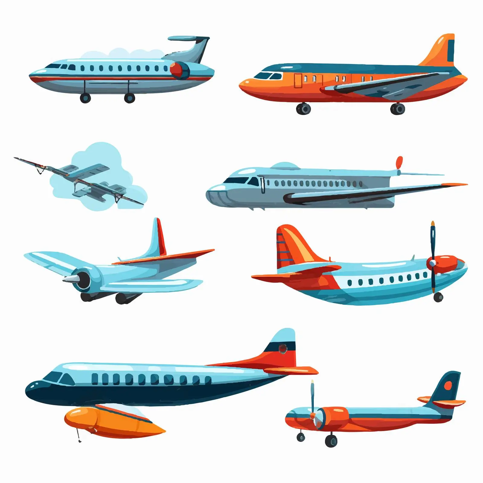 Modes of Air Transportation Vector Illustration – free transportation design image from Dotvec