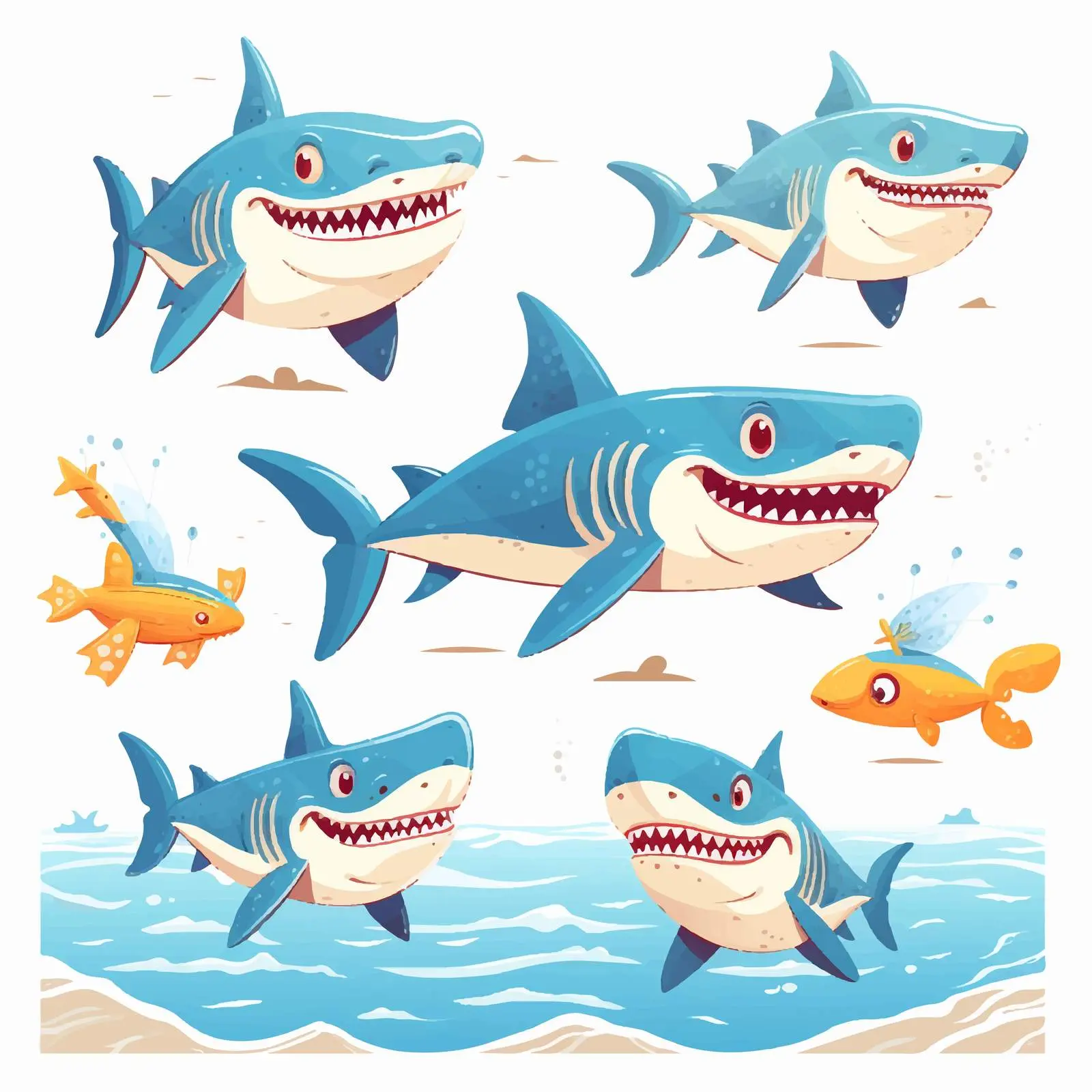 Different Sharks Beach Illustration Vector Design — free download from Dotvec