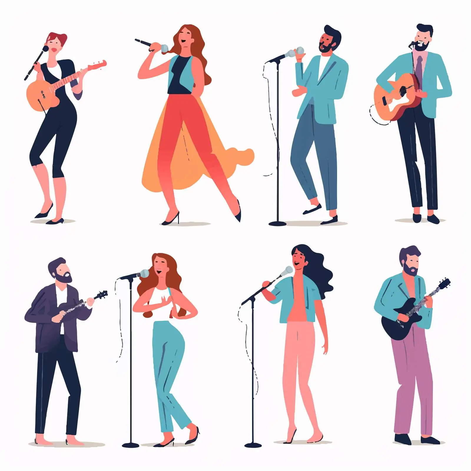 Diverse Vocal Artists with Microphones Illustration — free download from Dotvec