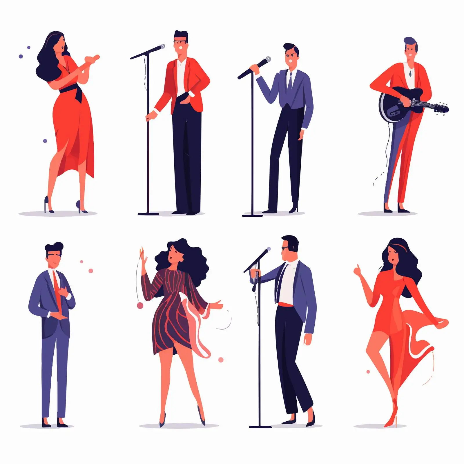 Vocal Artists Performing with Microphones Illustration – free horus image from Dotvec