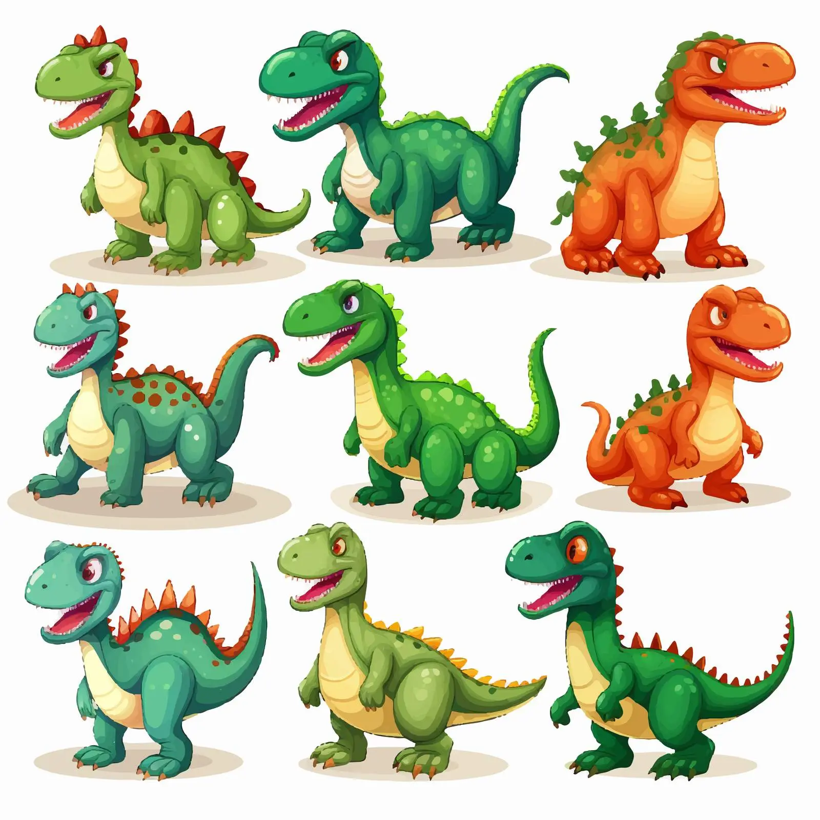 Colorful Cartoon Dinosaurs Vector Illustration – free playful dinosaur image from Dotvec