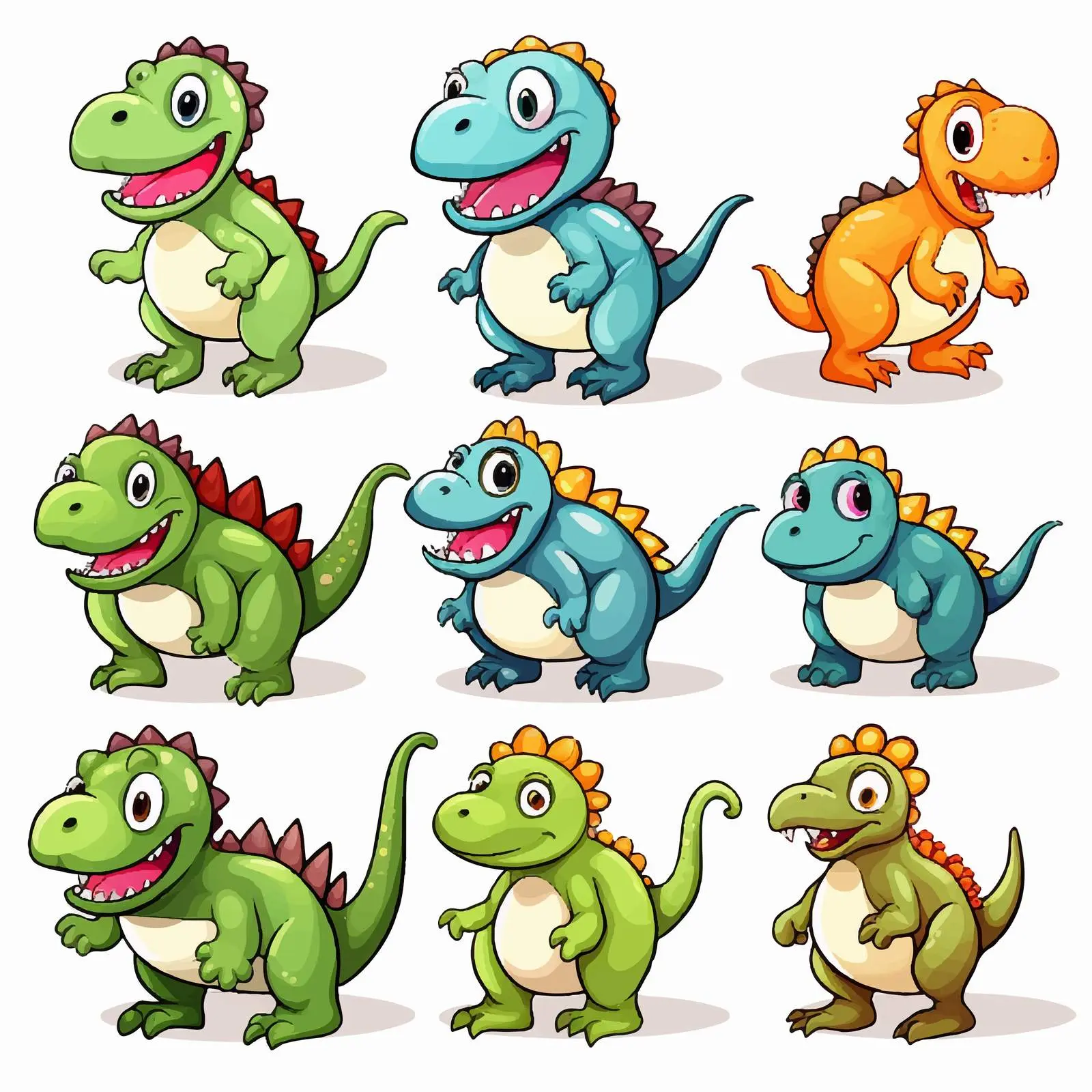 Various Dinosaurs Cartoon Vector Illustration – free fossil image from Dotvec