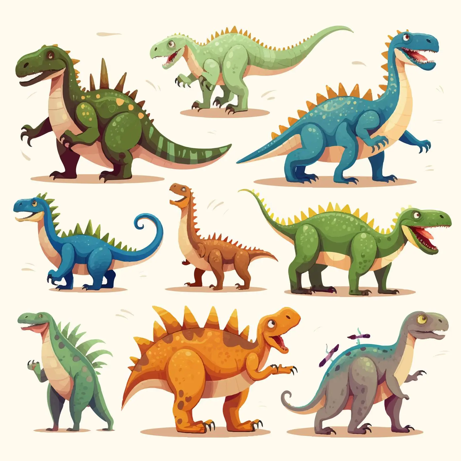 Various Dinosaurs Cartoon Illustration Vector — free download from Dotvec