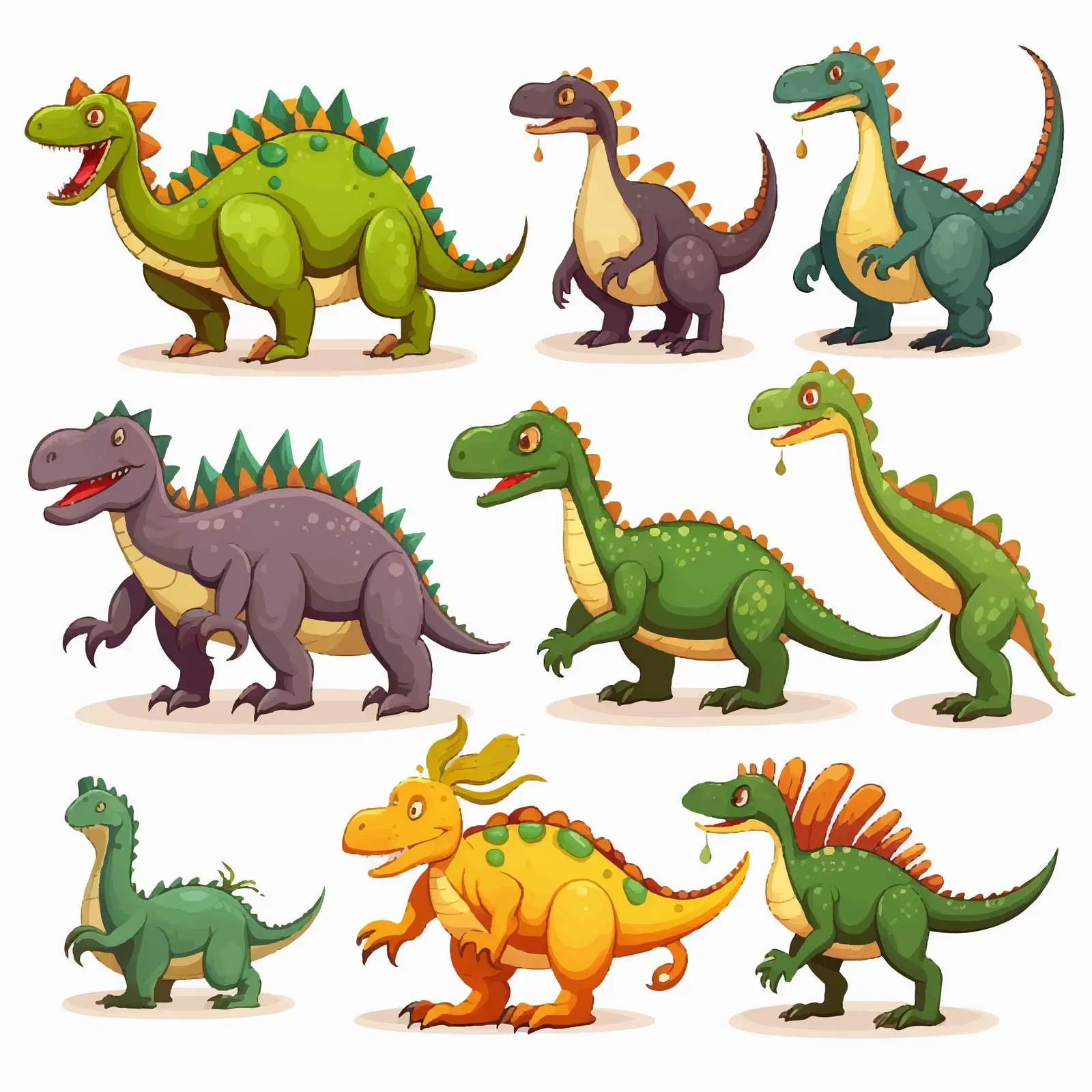Various Dinosaurs Group Illustration Vector – free jurassic image from Dotvec