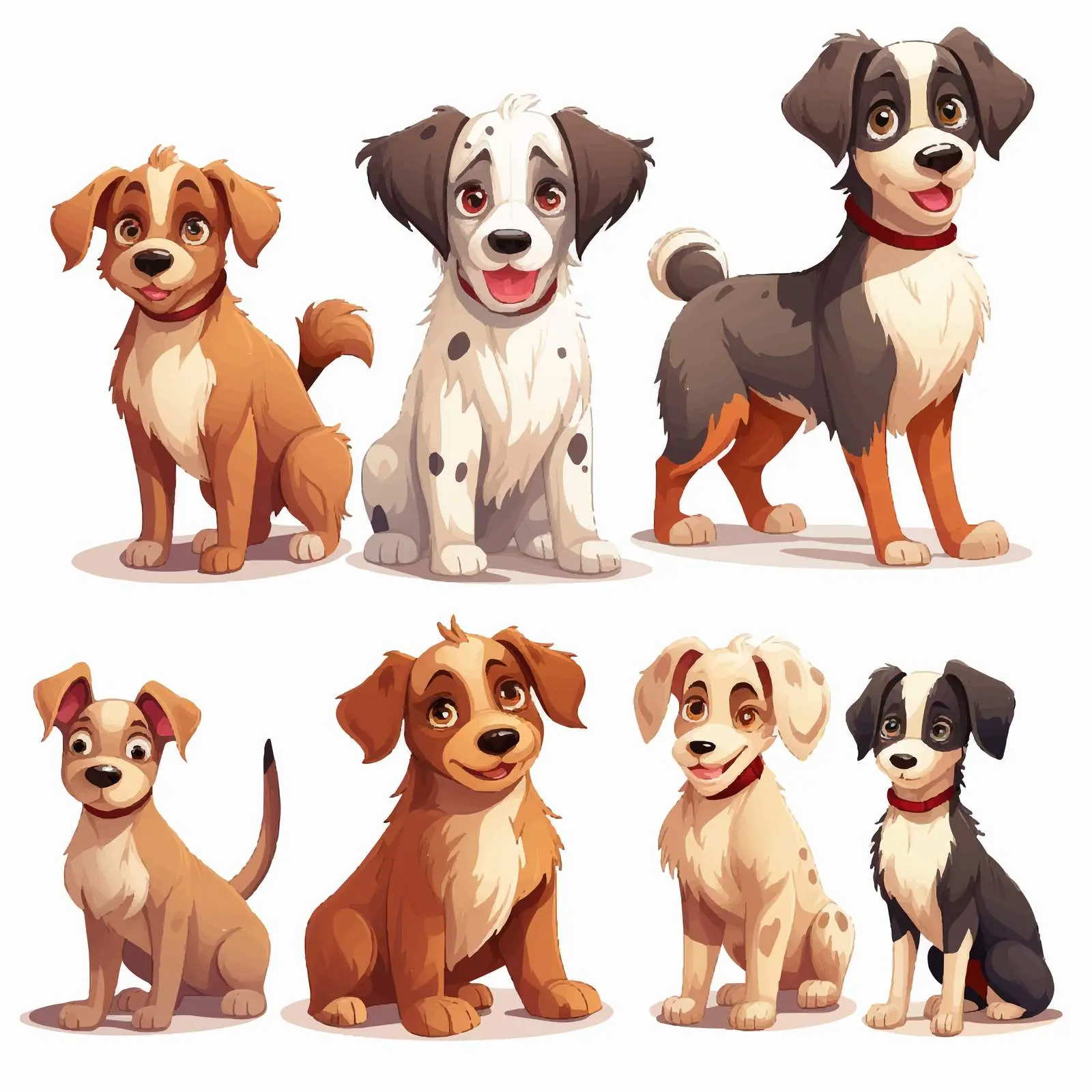 Cartoon Dogs: Small and Big Vectors — free download from Dotvec