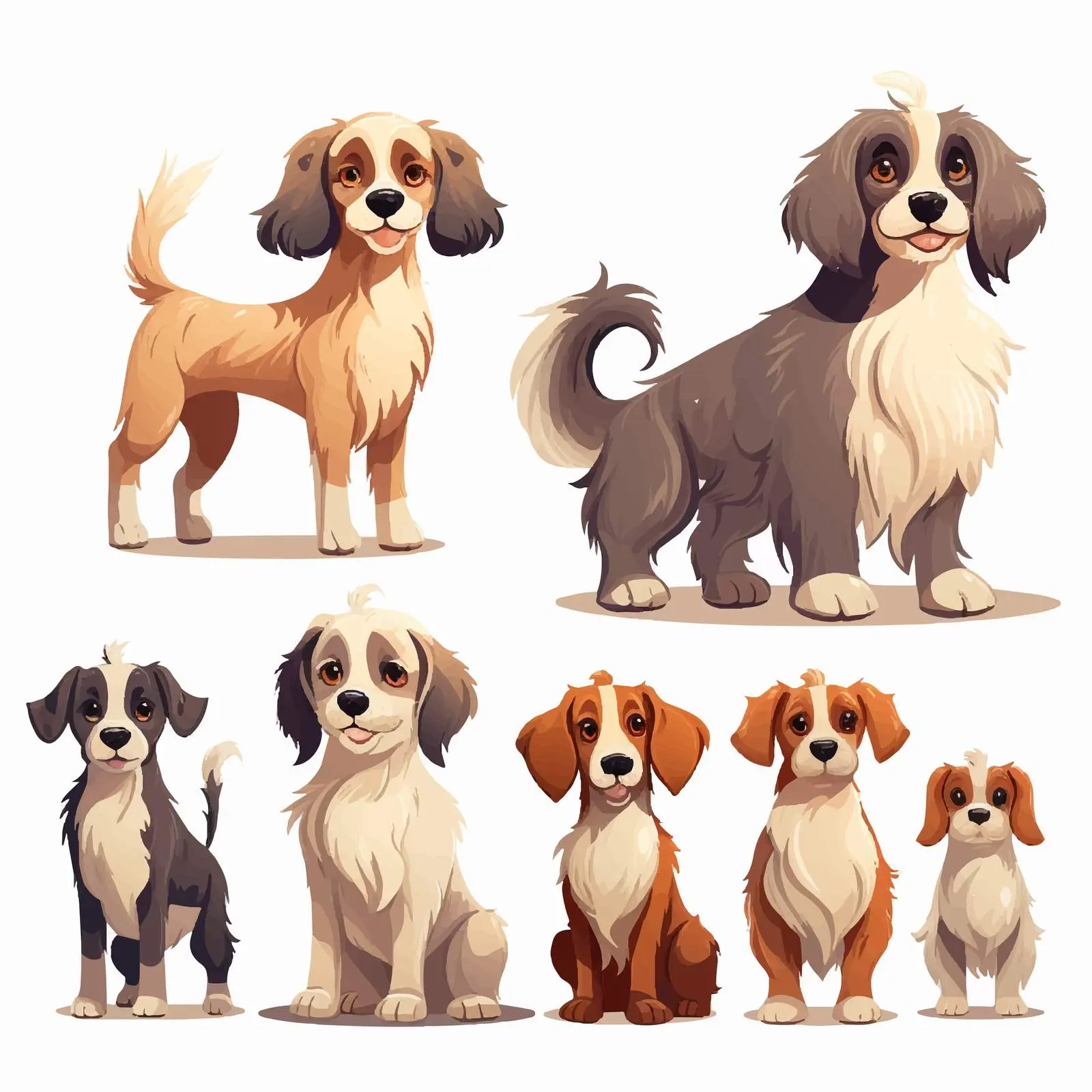 Variety of Small and Big Cartoon Dogs — free download from Dotvec