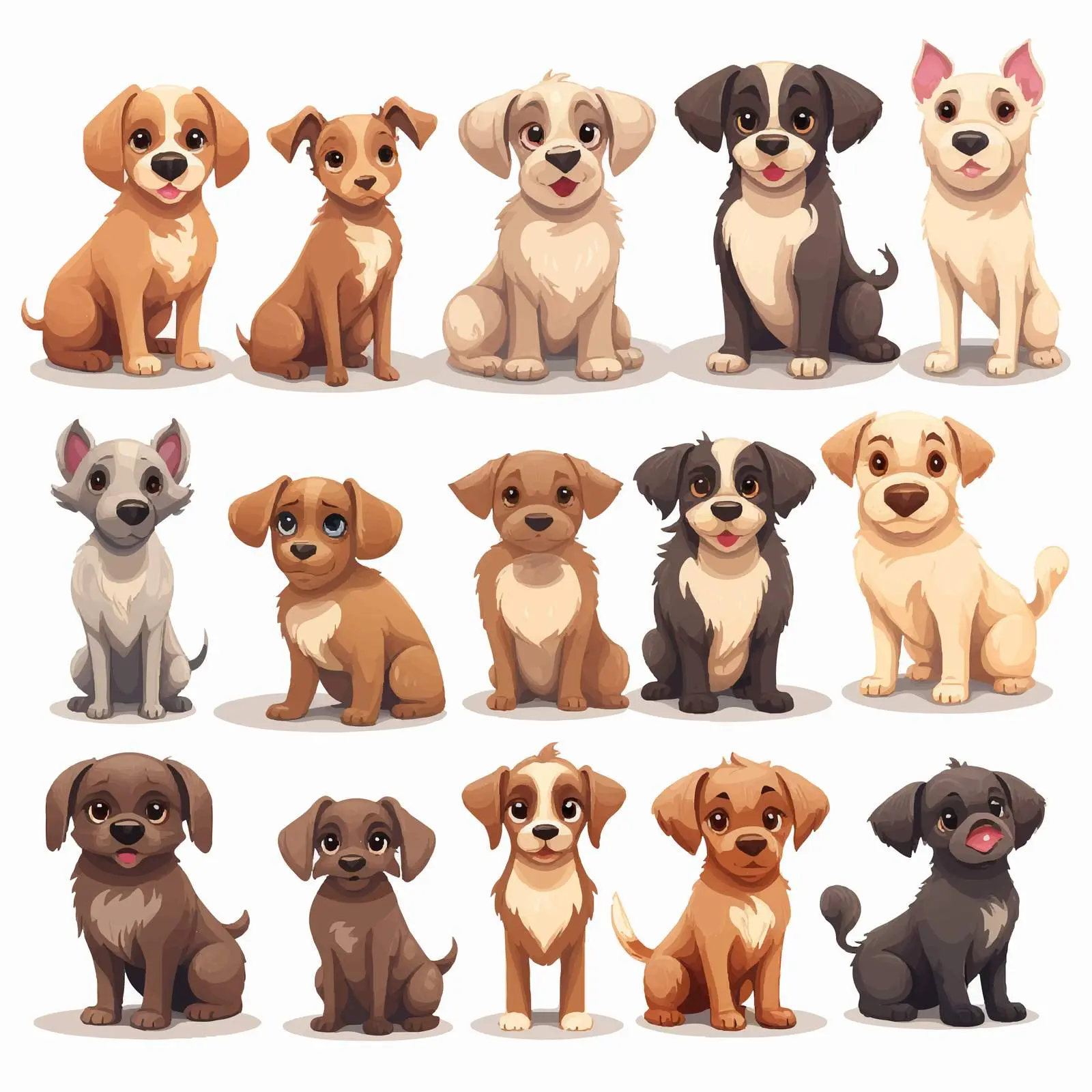 Cartoon Vectors of Different Dog Breeds – free pet vector image from Dotvec