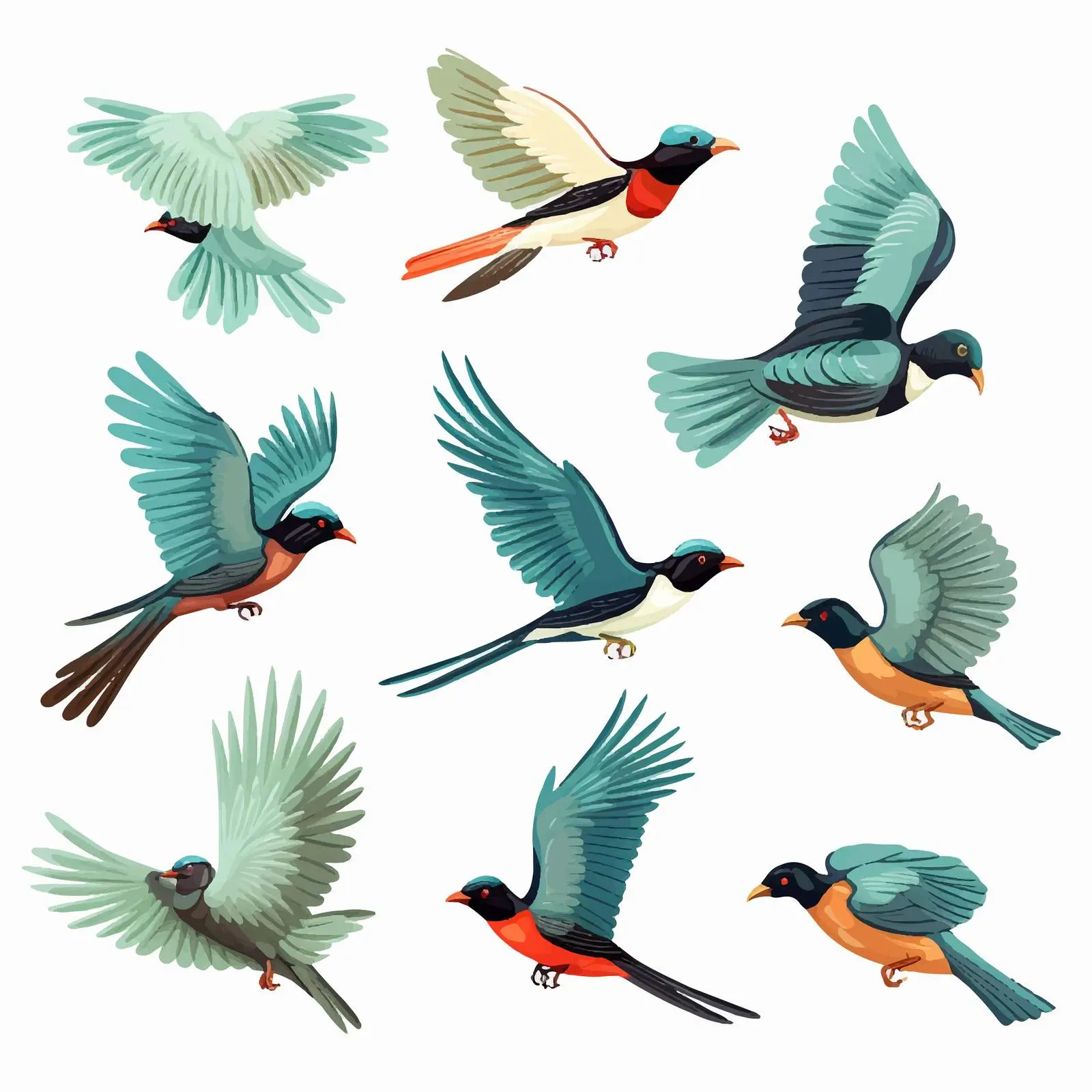 Illustration of Various Birds in Flight — free download from Dotvec