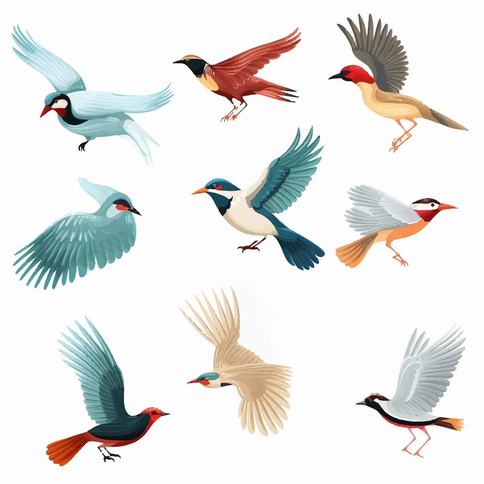 Illustration of Various Birds in Flight — free download from Dotvec