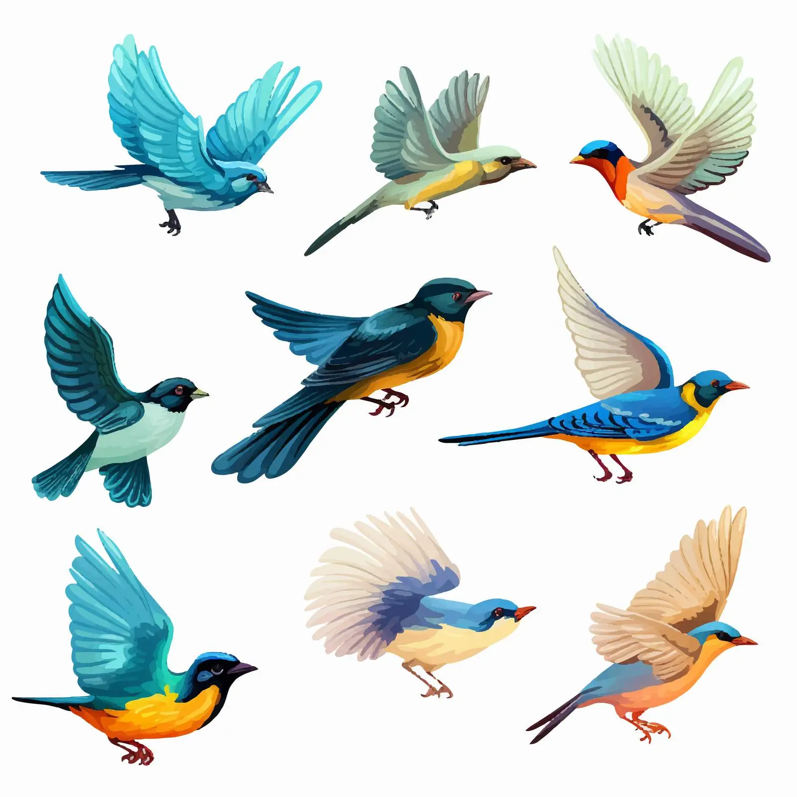 Illustration of Various Birds in Flight — free download from Dotvec