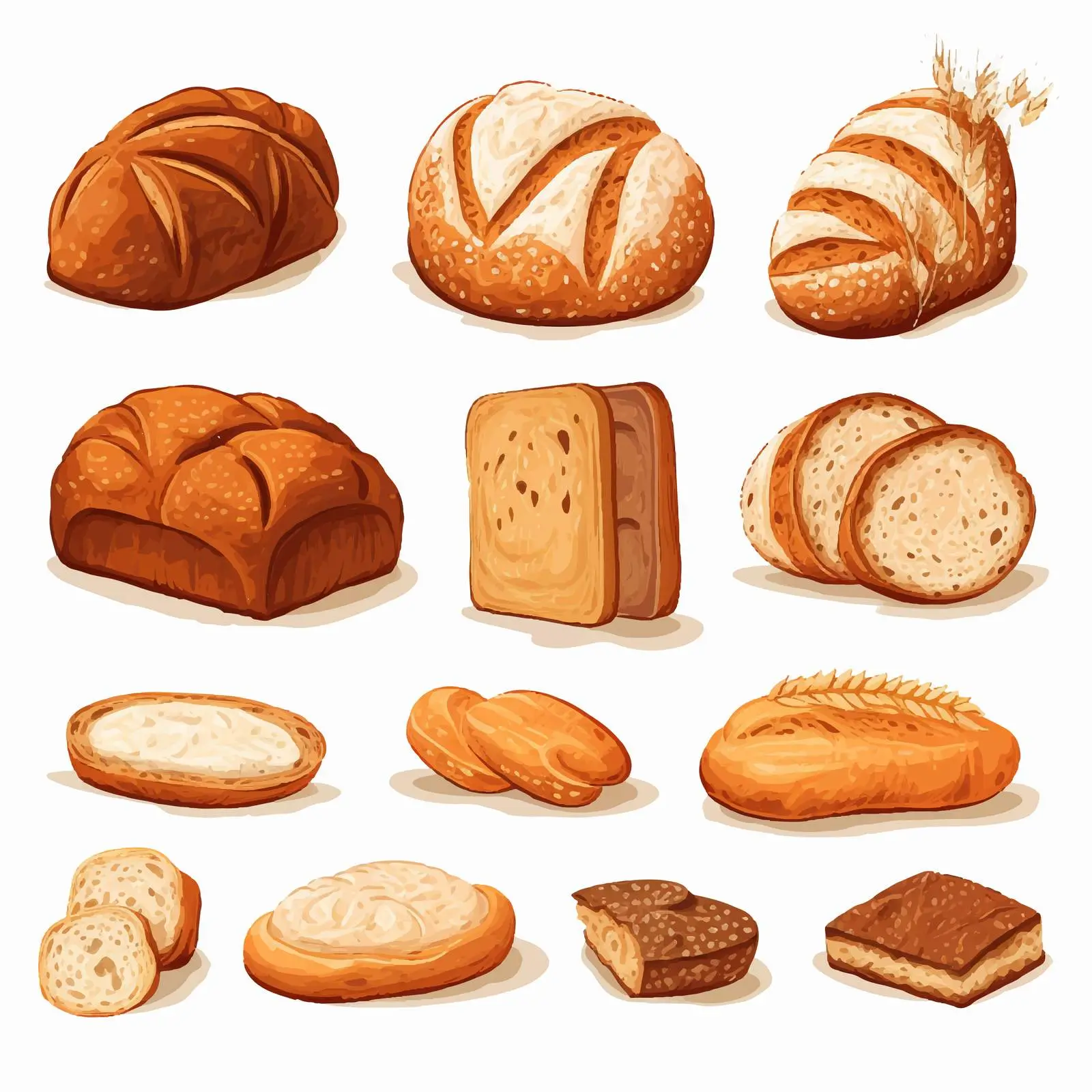 Variety of Bread Types Illustration – free fresh bread image from Dotvec