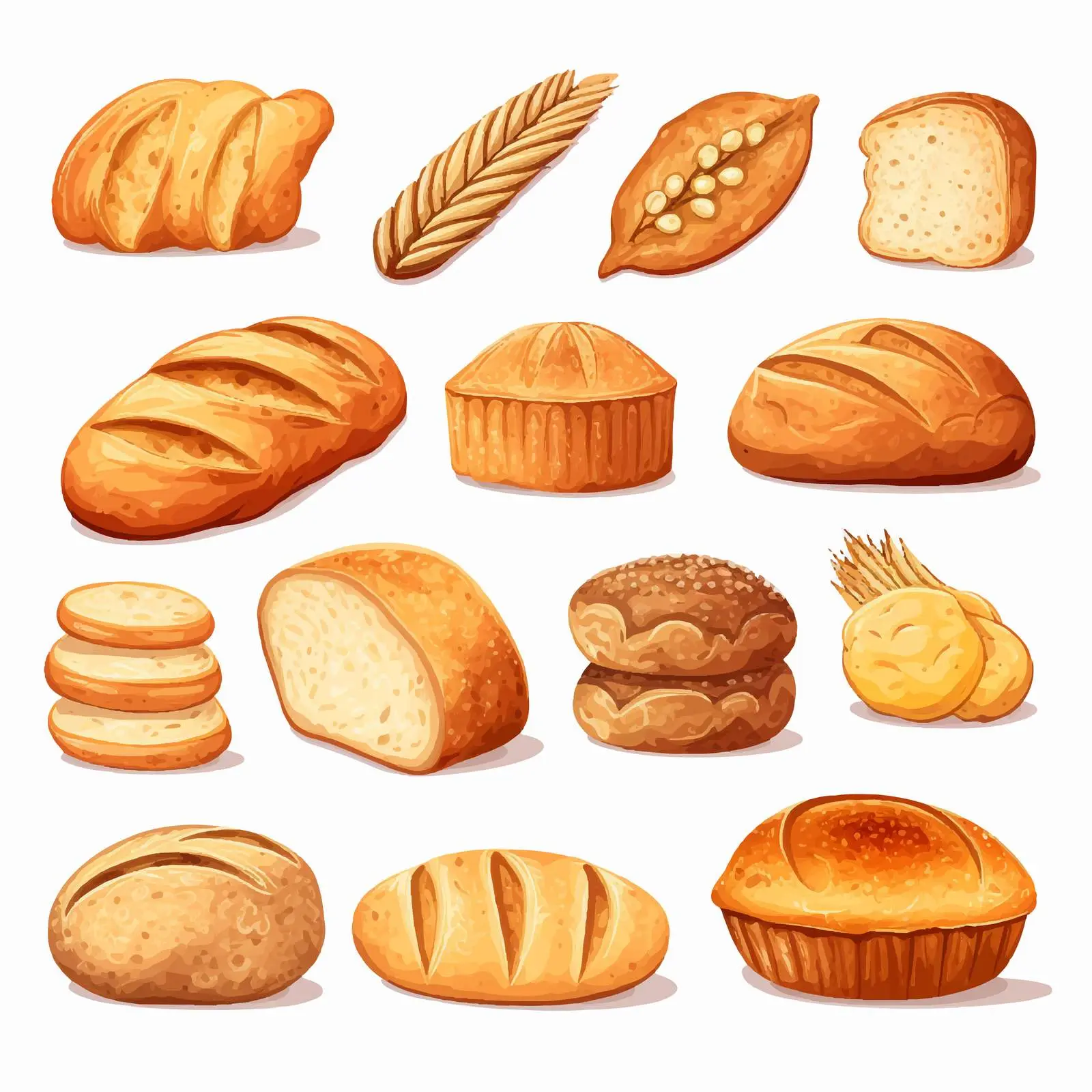 Types of Bread Illustration Vector Design – free flatbread image from Dotvec