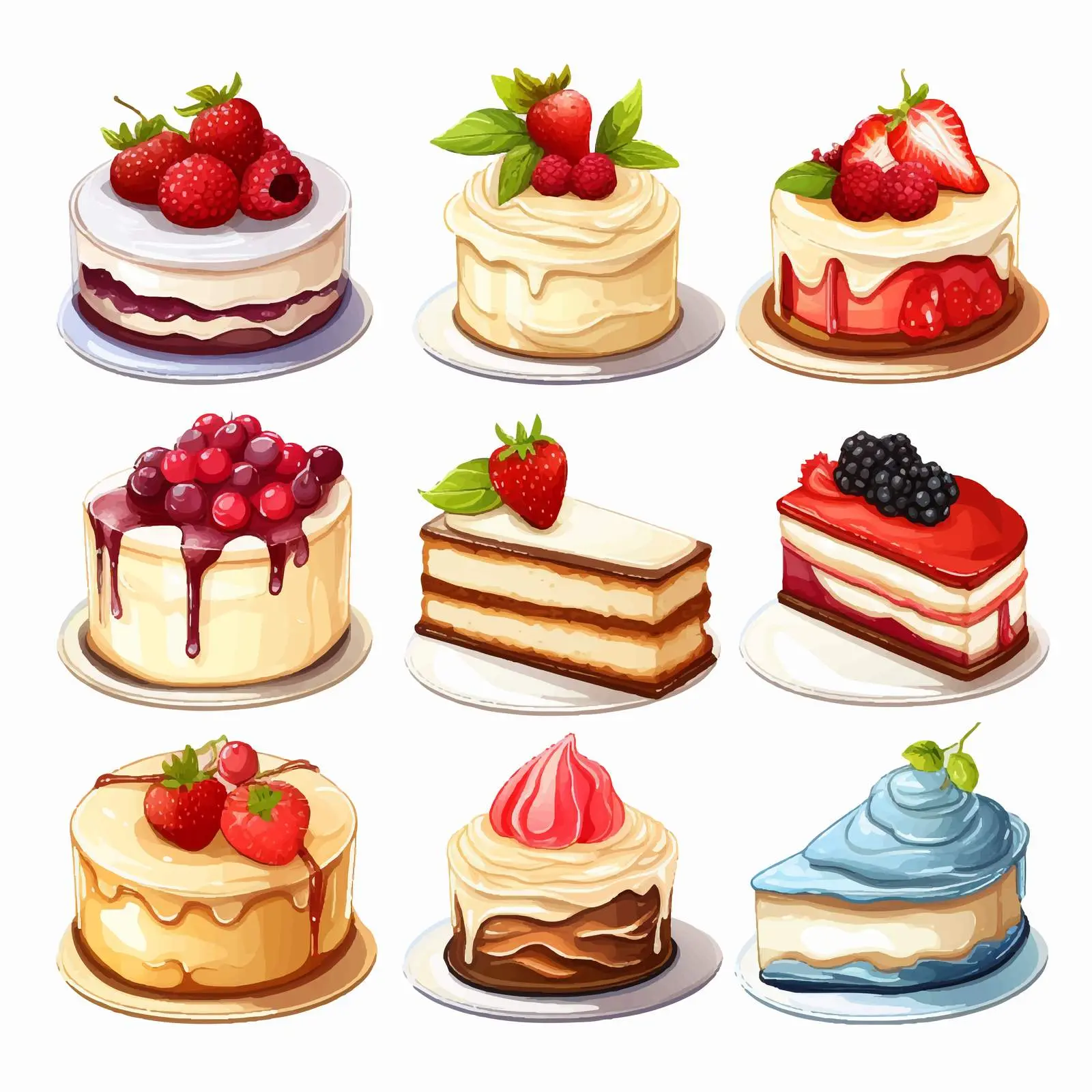Colorful Illustration of Various Desserts — free download from Dotvec
