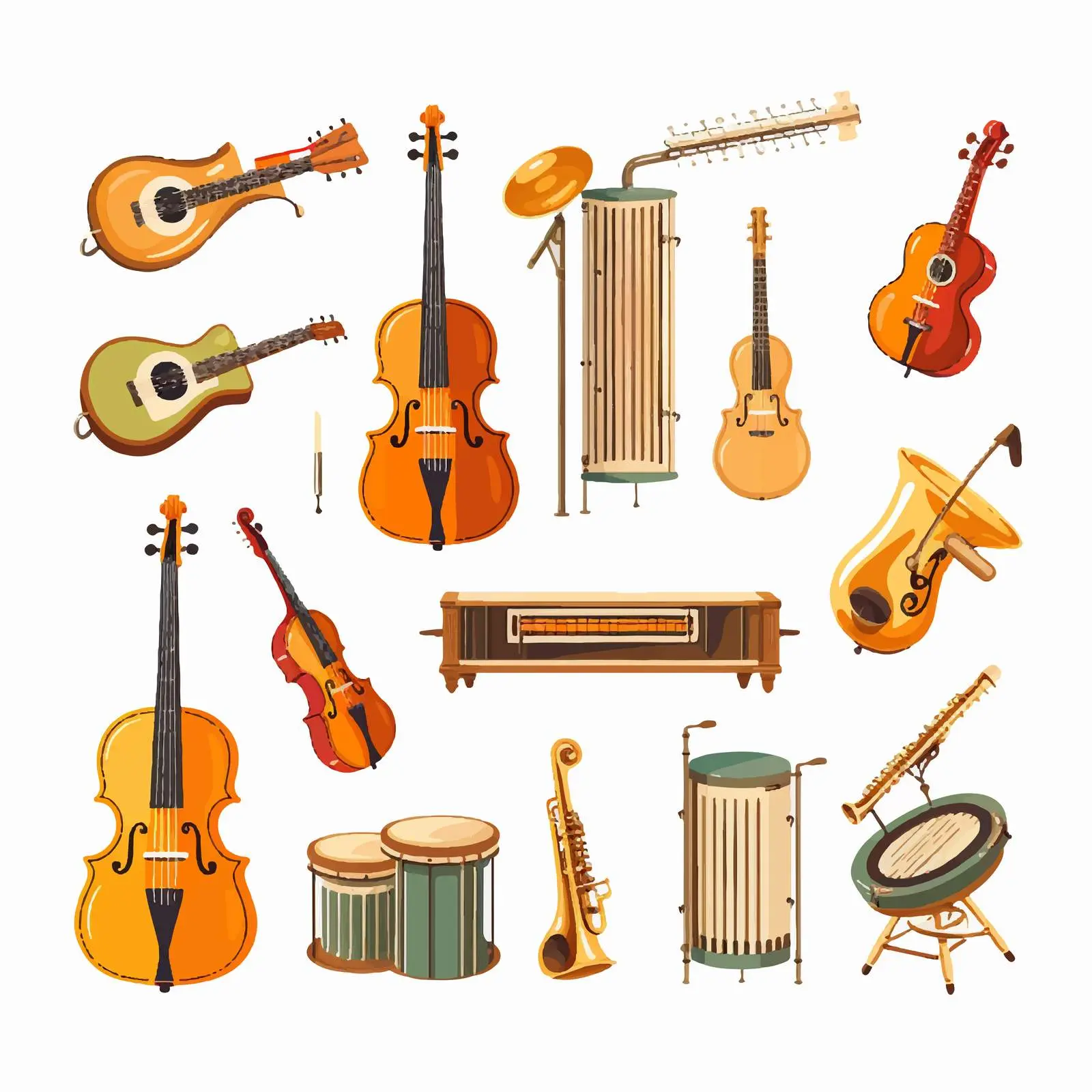 Variety of Musical Instruments Vector Illustration – free flute image from Dotvec