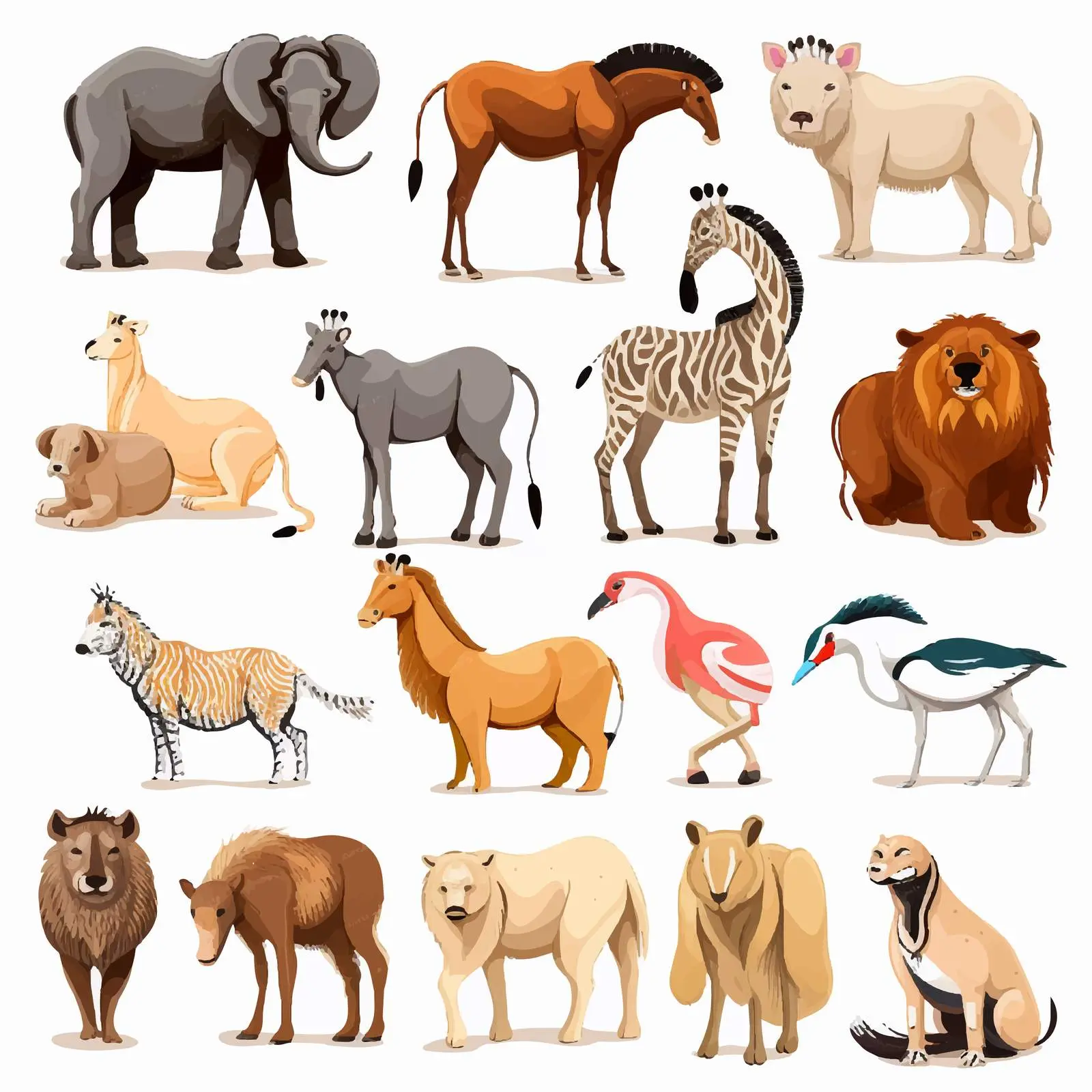 Rare Animal Cartoon Vector Illustrations — free download from Dotvec