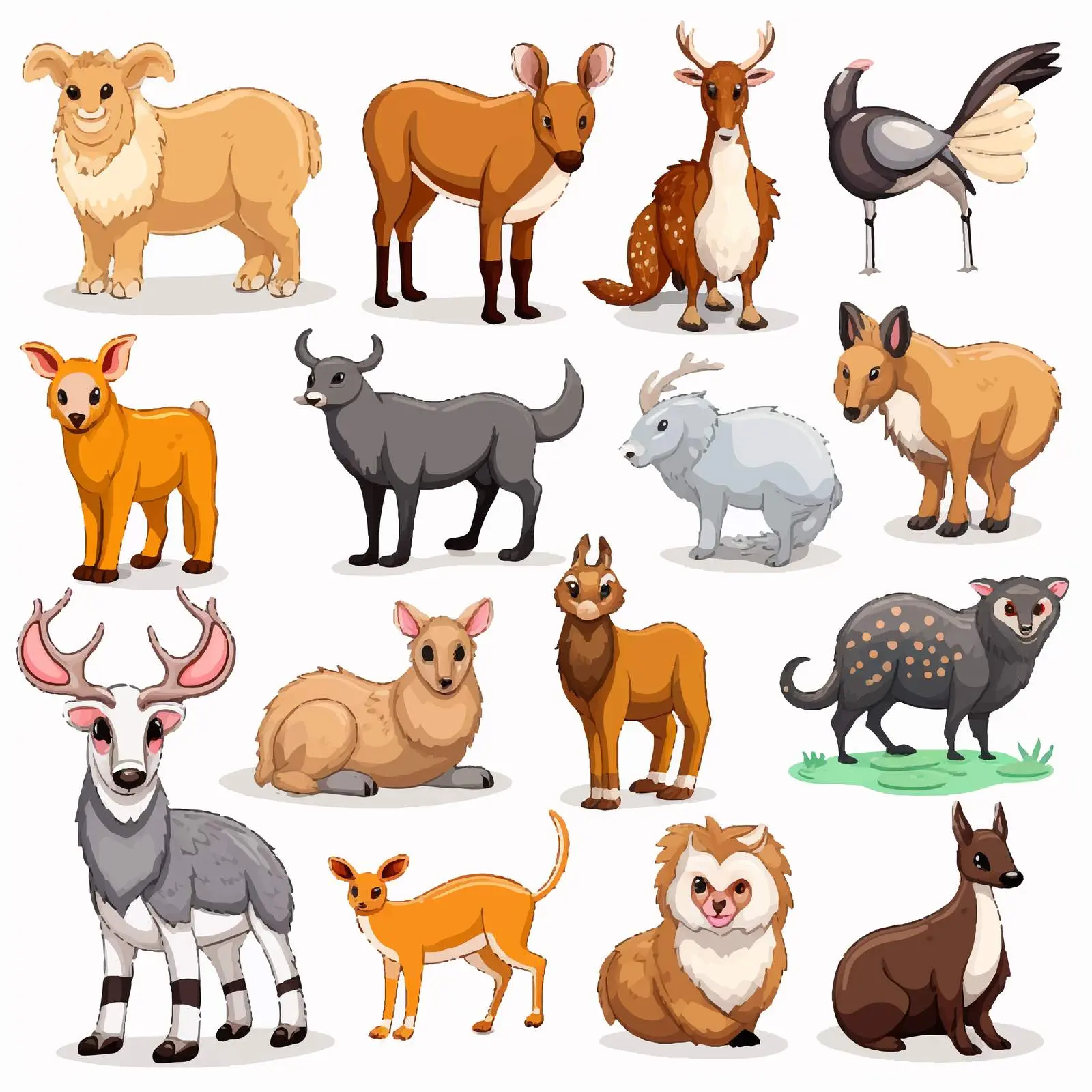 Variety of Rare Animal Cartoon Vectors – free rare image from Dotvec