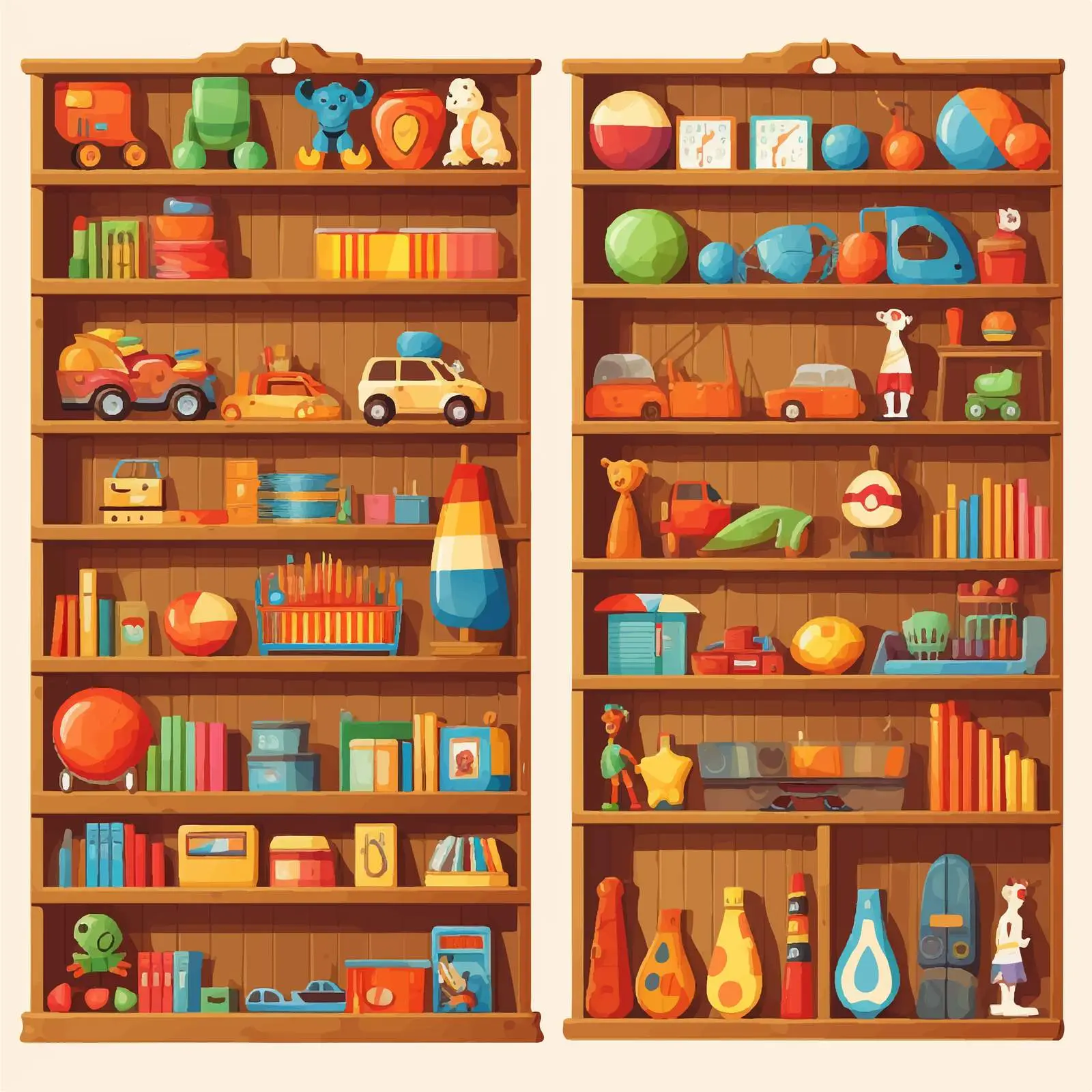 Colorful Toy Shelf Illustration – free play equipment image from Dotvec