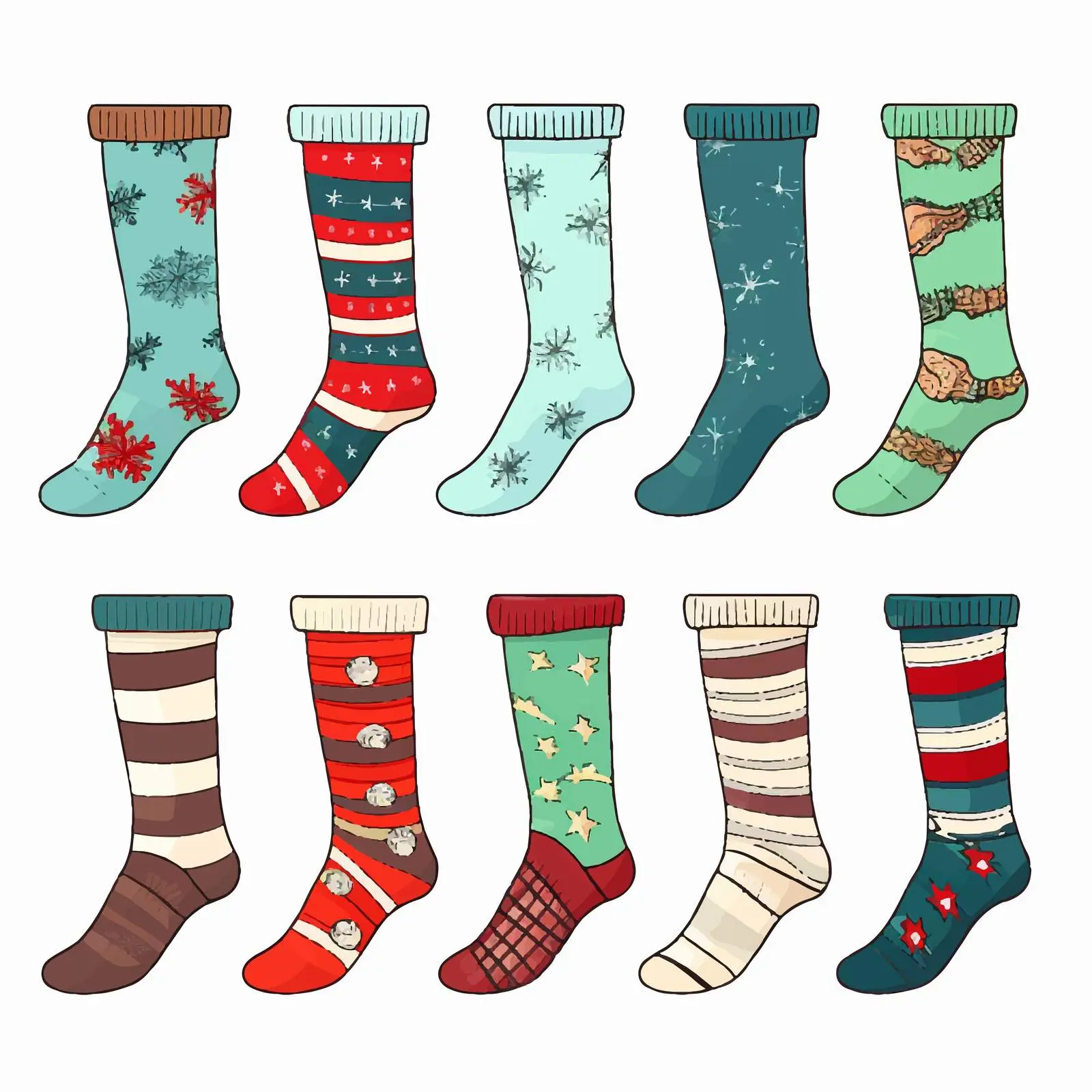 Warm Winter Christmas Socks Sketch Vector — free download from Dotvec