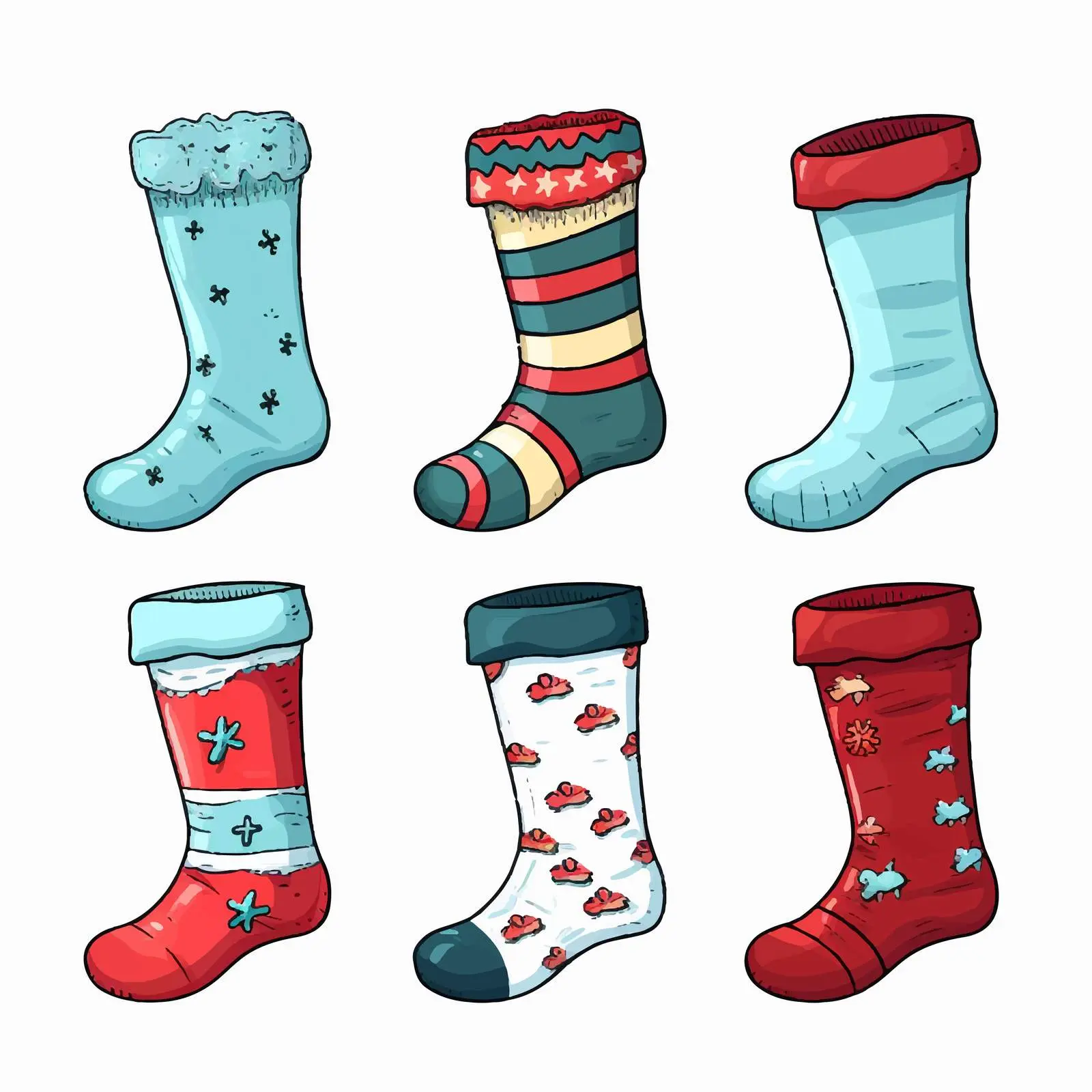 Warm Winter Christmas Socks Vector Sketch – free isolated illustration image from Dotvec