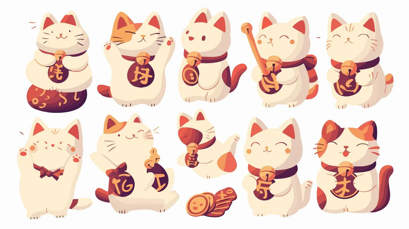 Japanese Lucky Cat Maneki Neko Illustration — free download from Dotvec