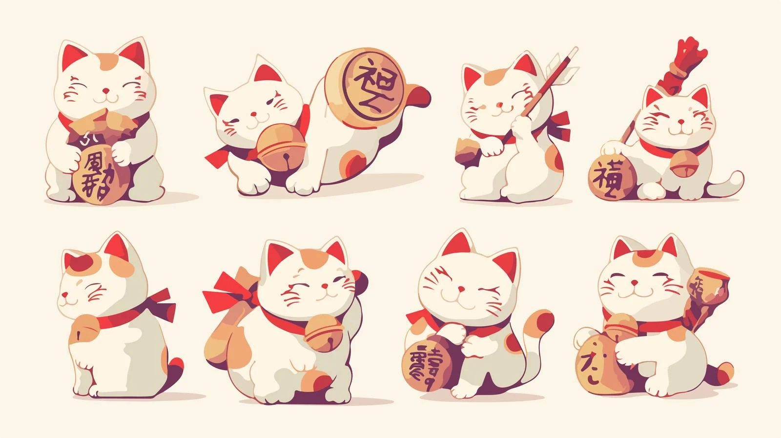 Japanese Lucky Cat Maneki Neko Illustration — free download from Dotvec