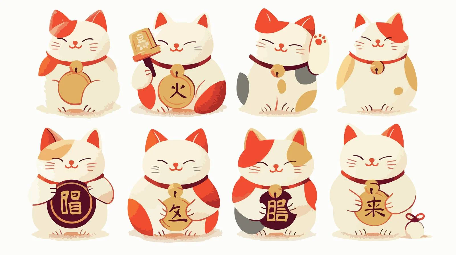 Traditional Japanese Lucky Cat Maneki Neko — free download from Dotvec