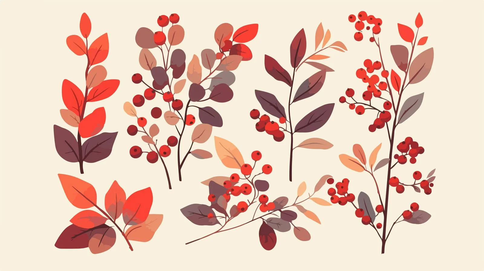 Vibrant Red Berries and Leaves Composition — free download from Dotvec
