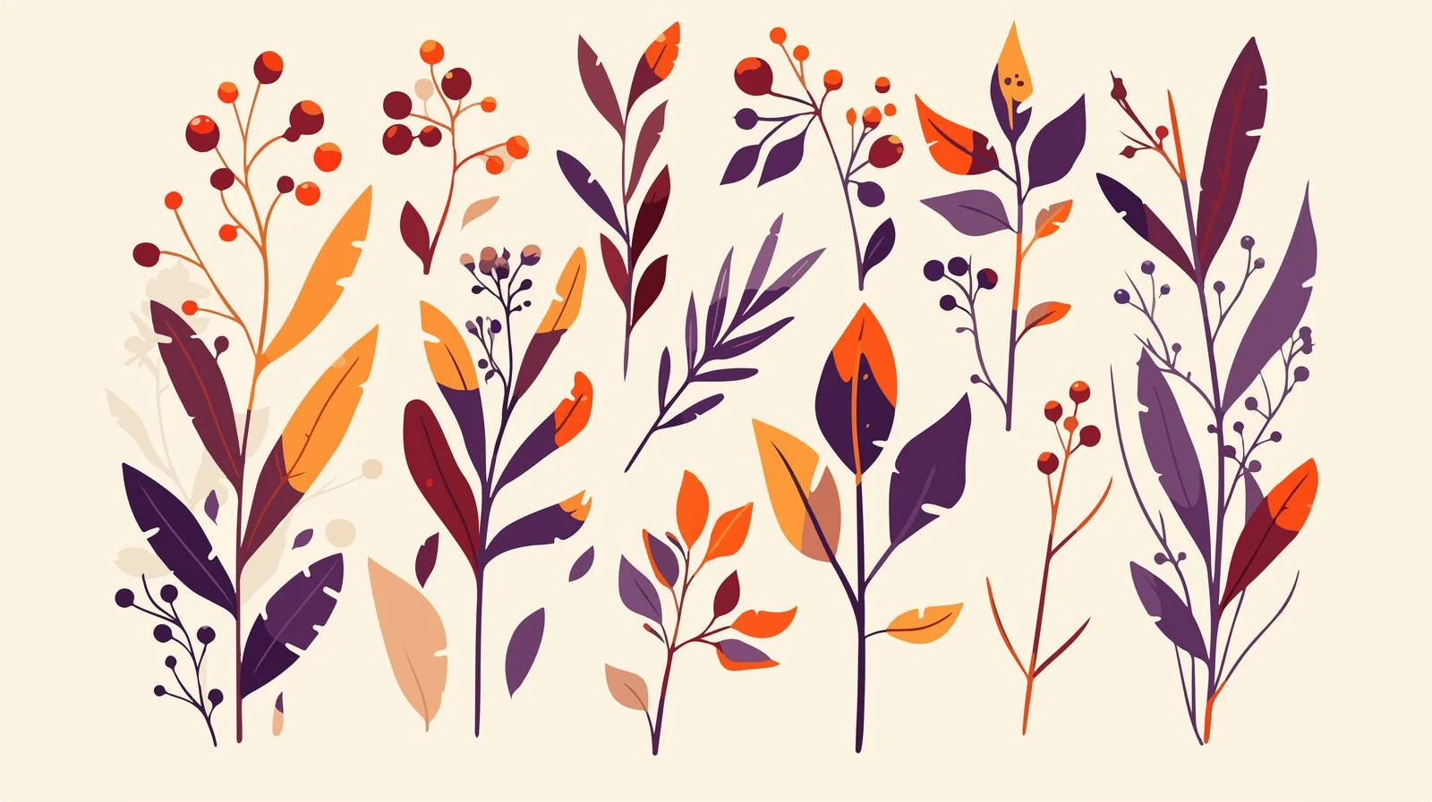 Vibrant Branches and Berries with Leaves — free download from Dotvec