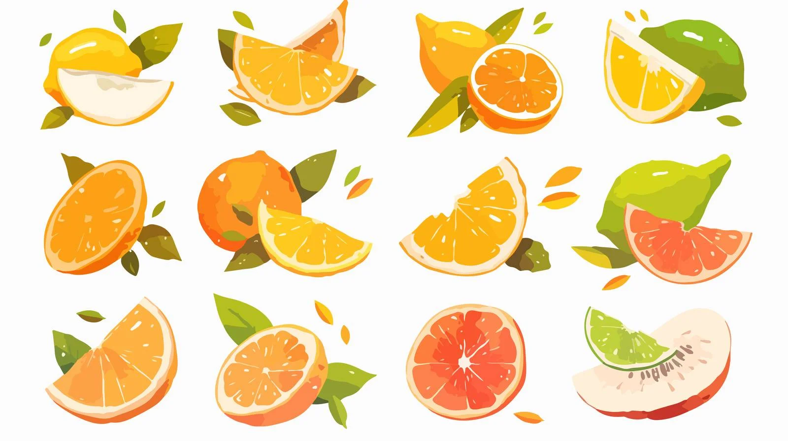 Assorted Citrus Fruits on White Background — free download from Dotvec