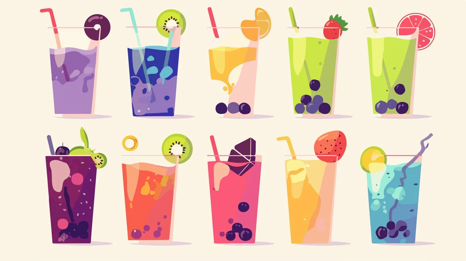 Assorted beverages in plastic cup with lid — free download from Dotvec