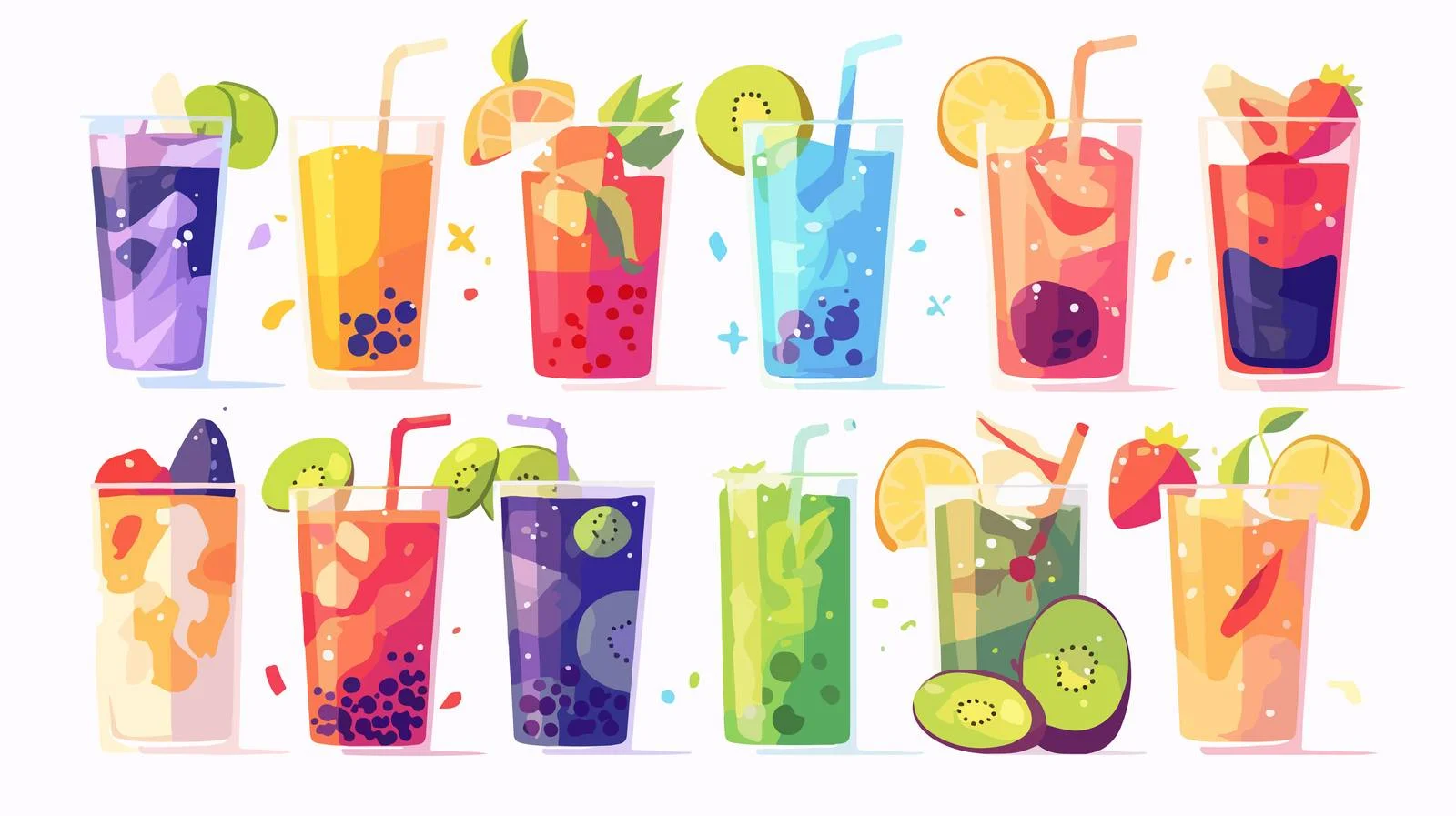 Assorted Beverages in Disposable Cups with Straws — free download from Dotvec