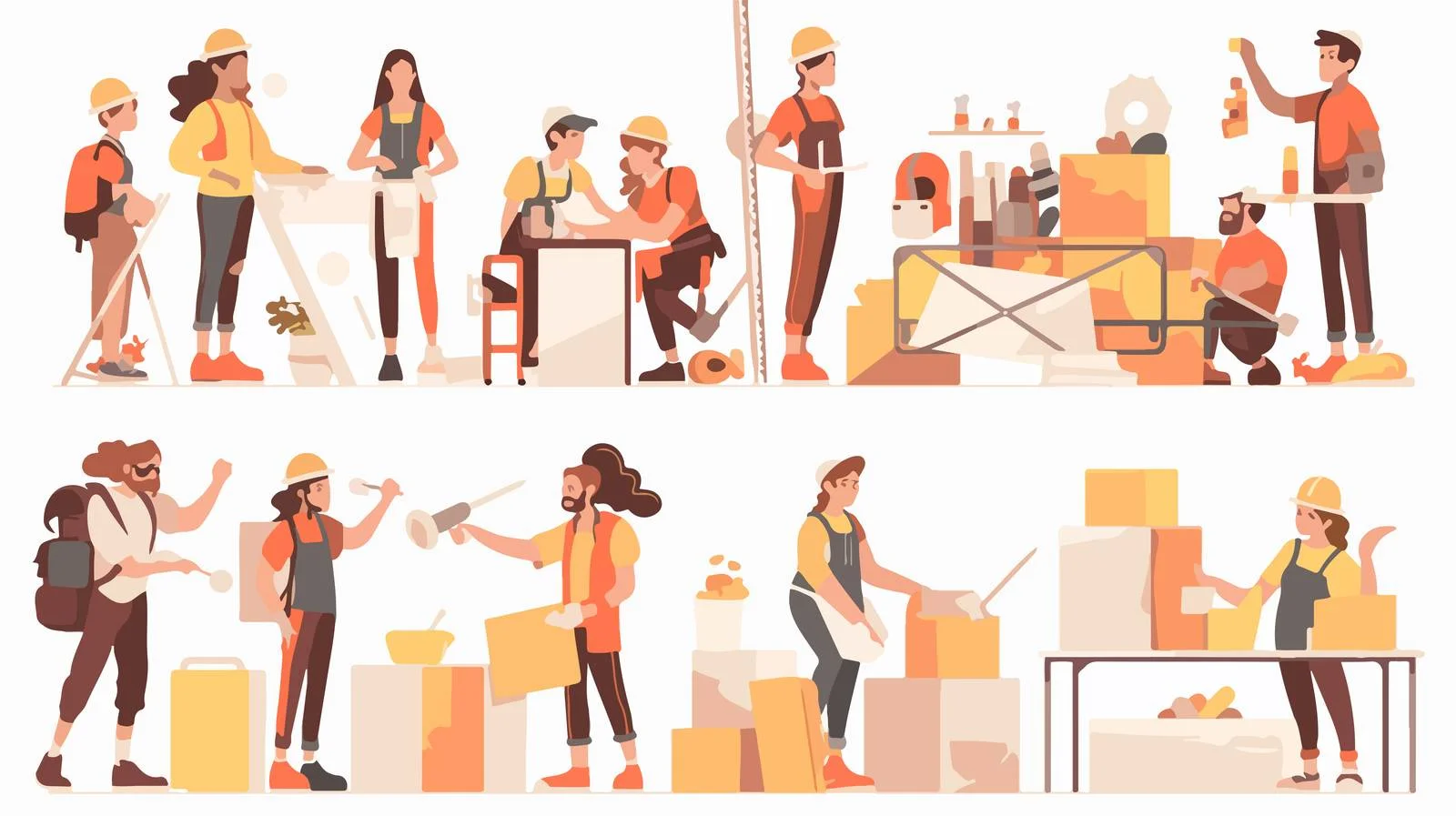 Diverse Family, Couple & Friend Renovating — free download from Dotvec