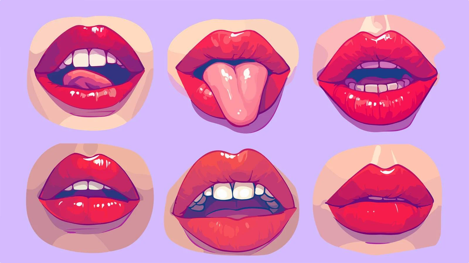 Elegant Female with Red Lips: Chic Fashion Patches — free download from Dotvec