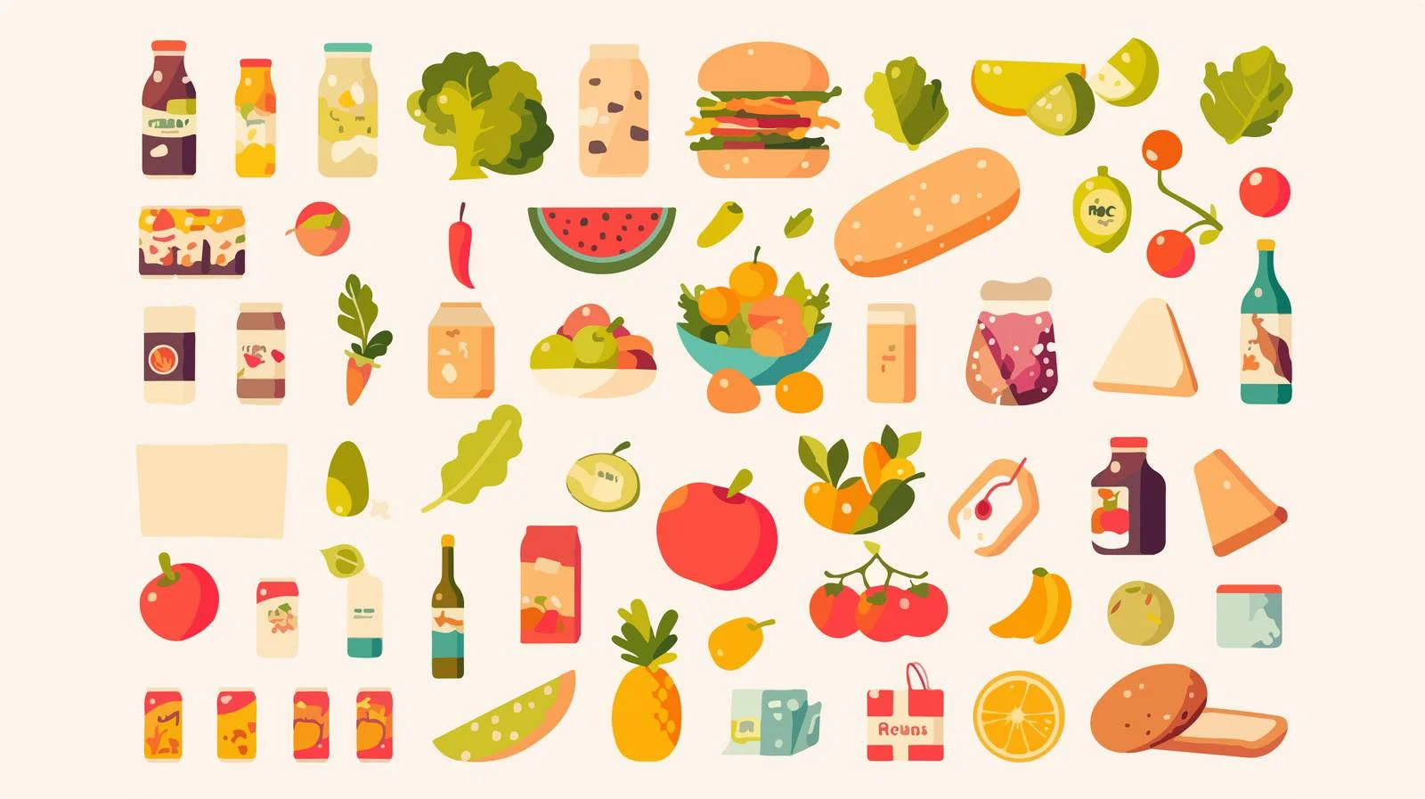 Assorted Grocery Items Vector Illustration — free download from Dotvec