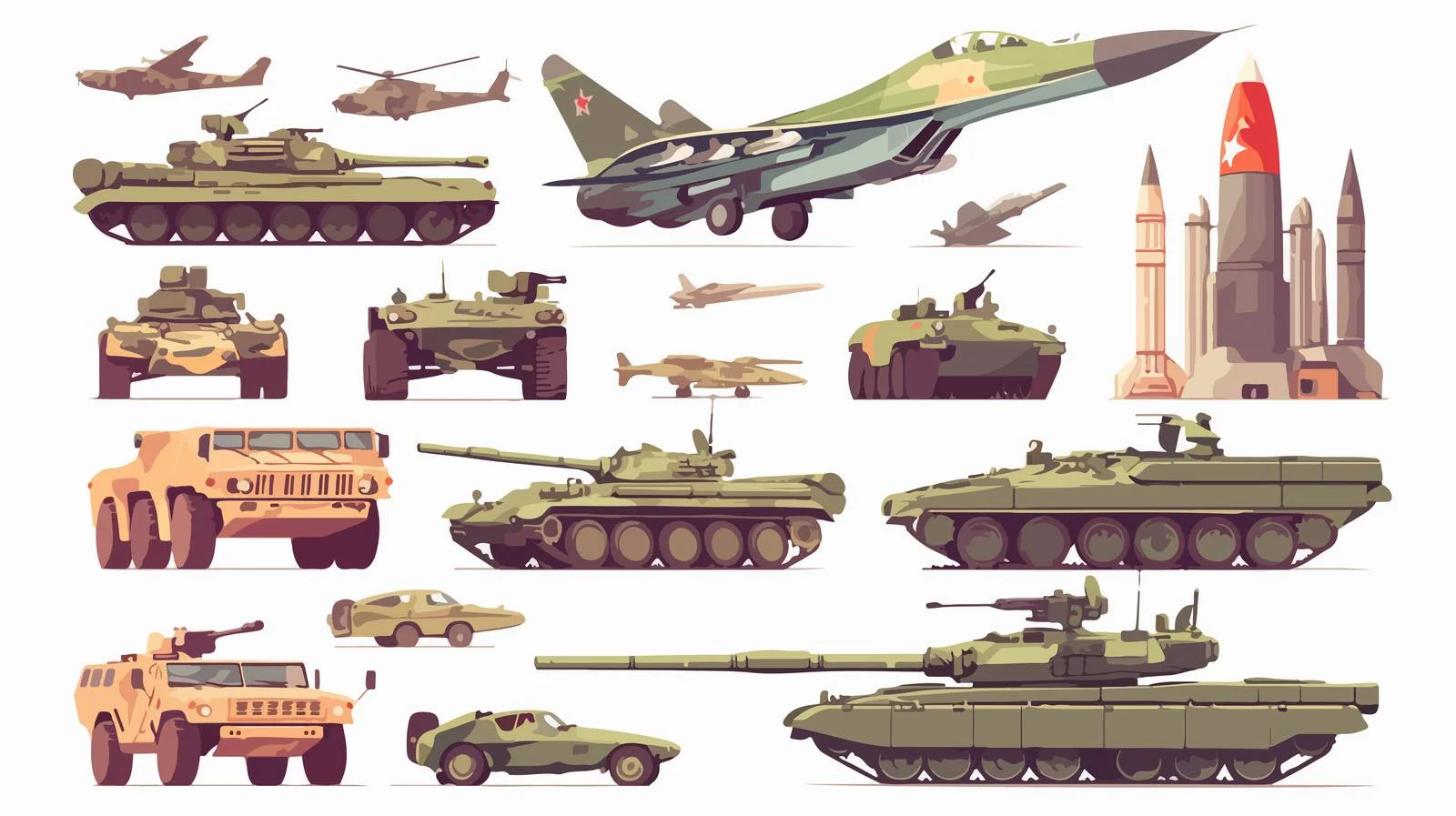 Array of Modern Military Transportation Vehicles — free download from Dotvec