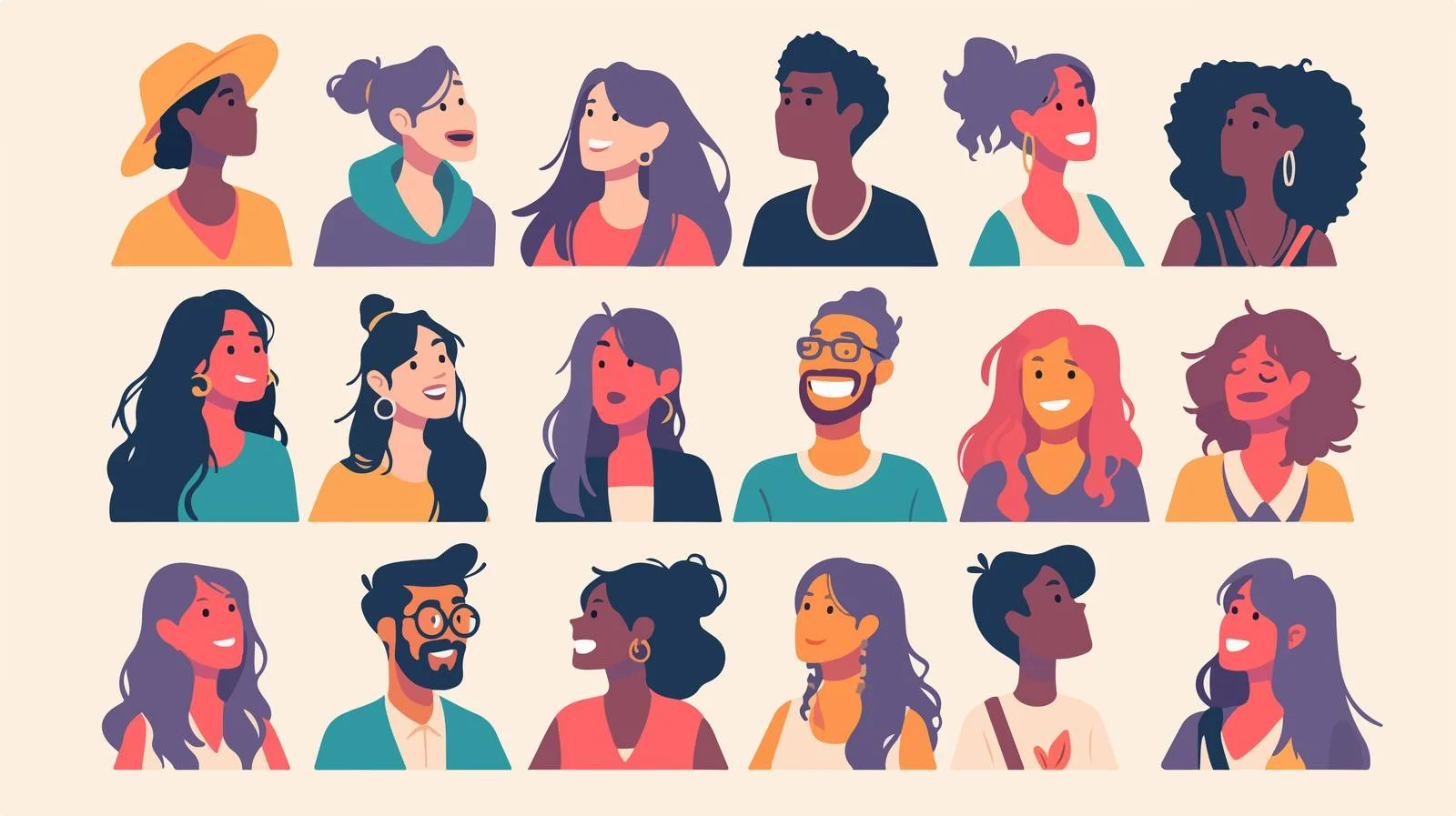 Diverse People Avatars Flat Illustration — free download from Dotvec