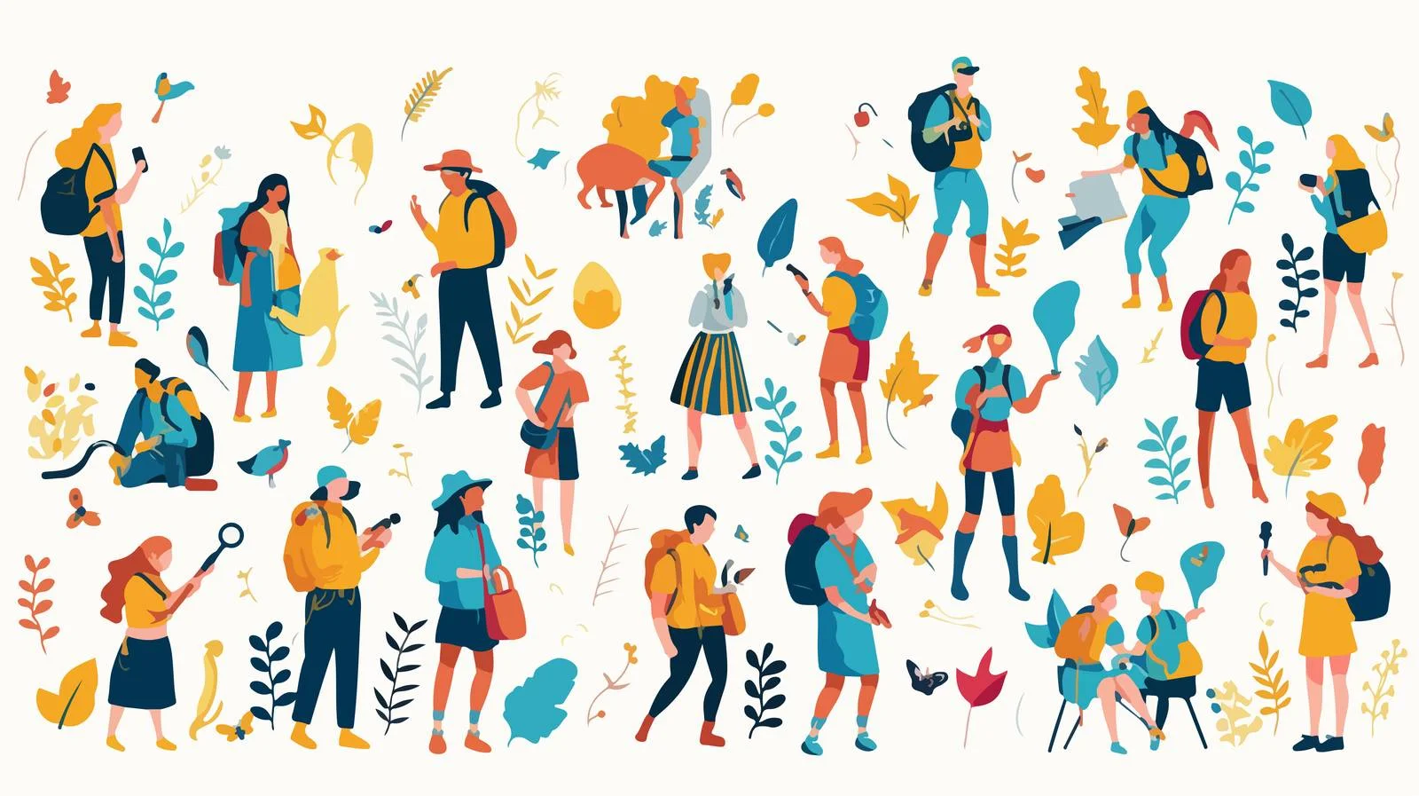 Diverse Group in Nature Vector Illustration — free download from Dotvec