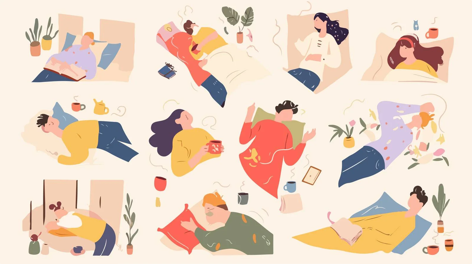 Diverse Individuals Wake Up Concept Art — free download from Dotvec