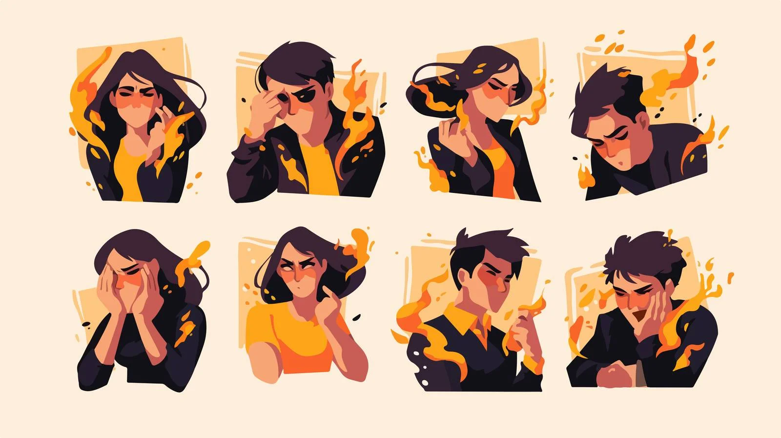 Diverse Group in Fire Vector Illustration — free download from Dotvec